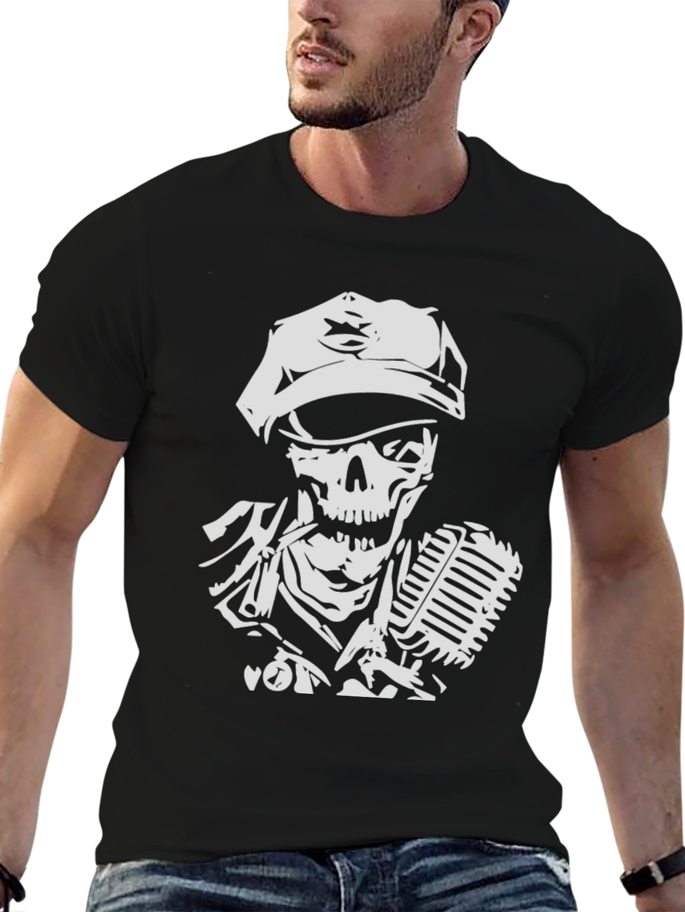Skull Singer Black T-Shirt