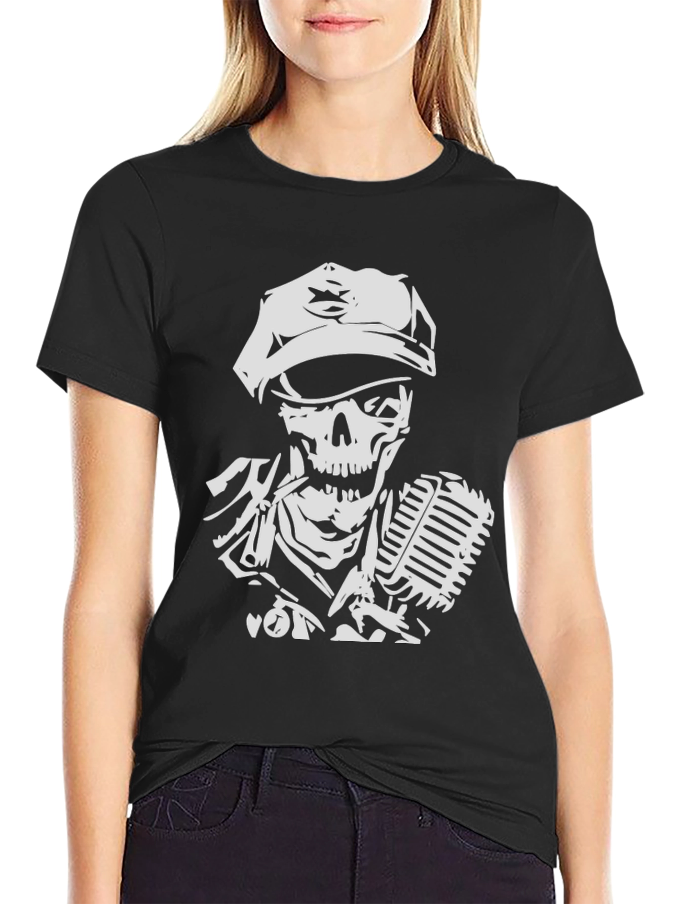 Skull Singer Black T-Shirt