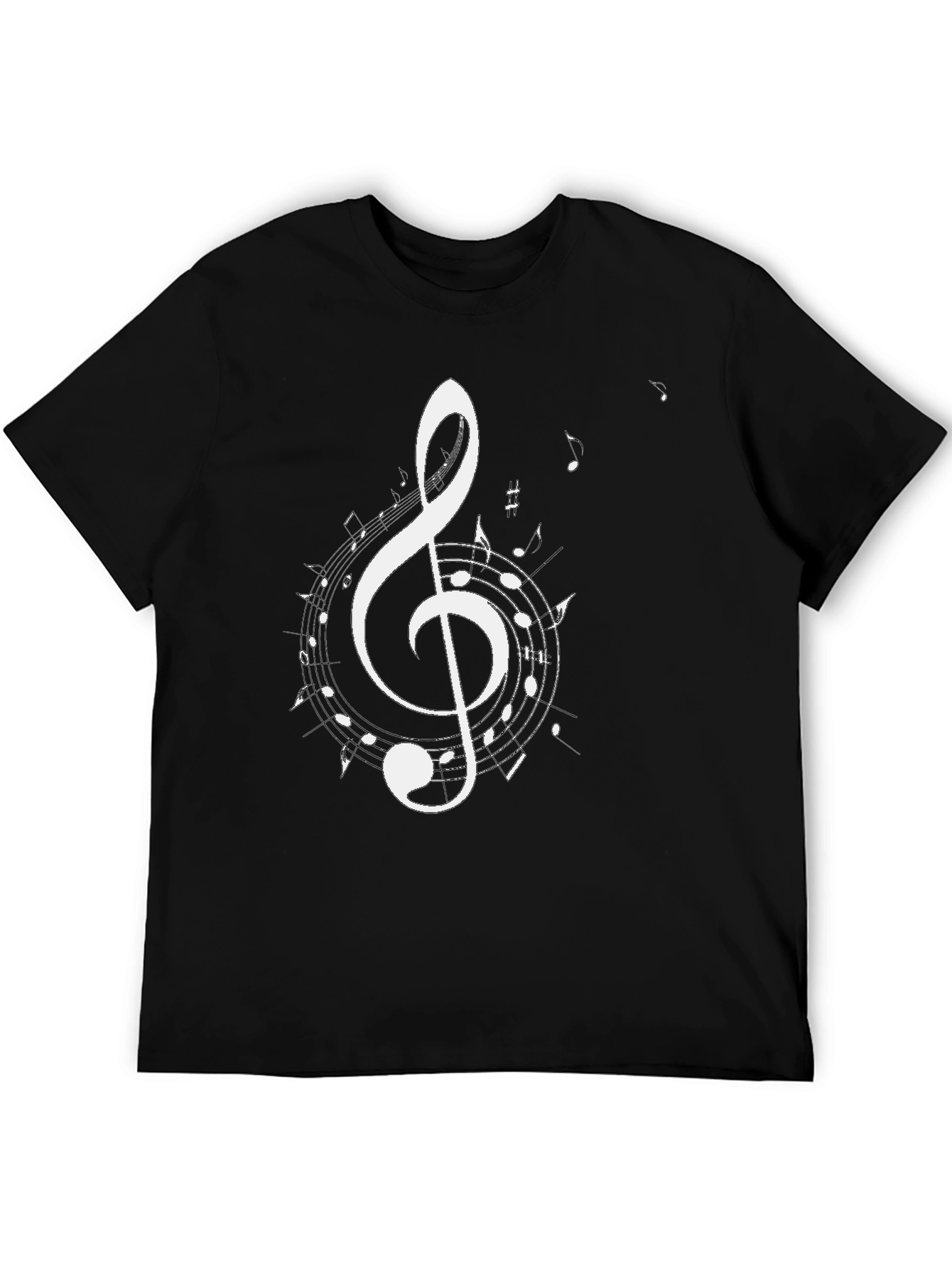 Musical Treble Clef Graphic Tee - Black Cotton