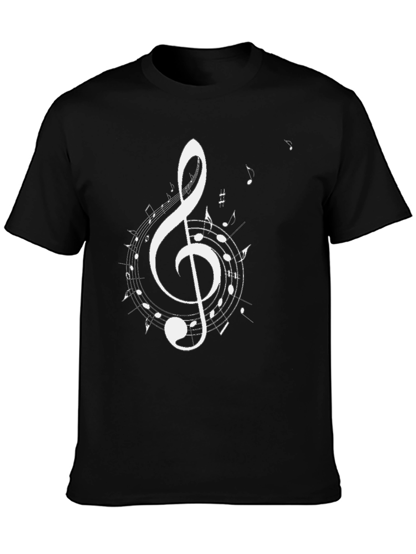 Musical Treble Clef Graphic Tee - Black Cotton