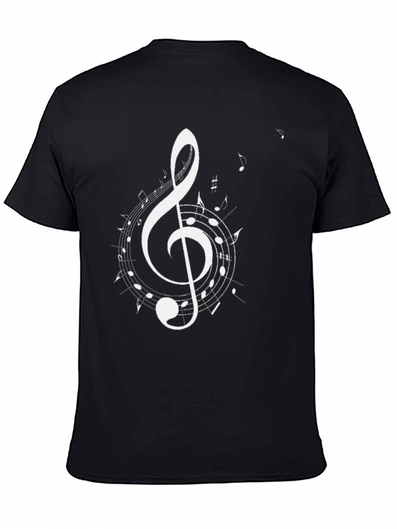 Musical Treble Clef Graphic Tee - Black Cotton
