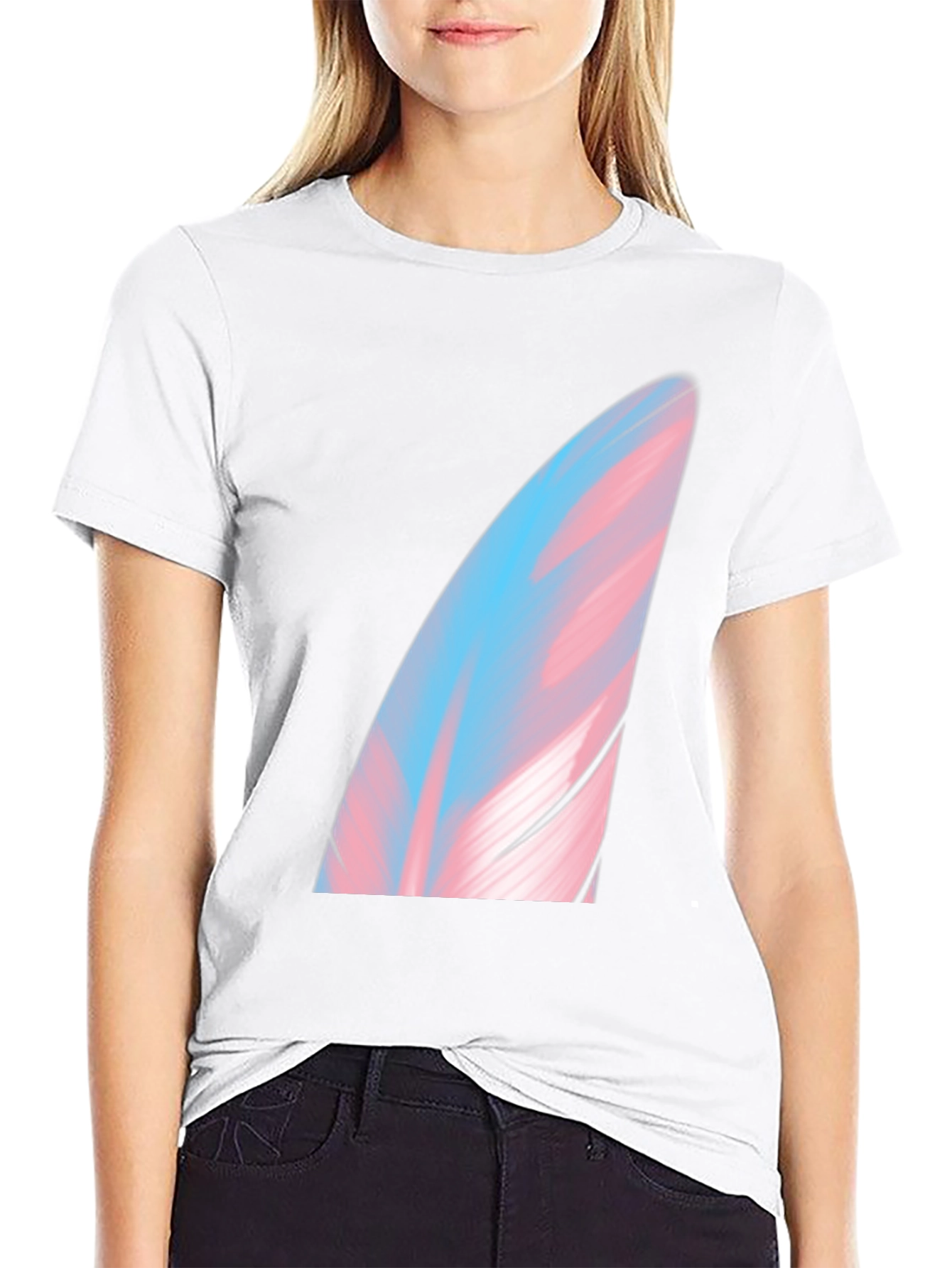 Transgender Pride Feather Graphic Tee - Soft Black Shirt