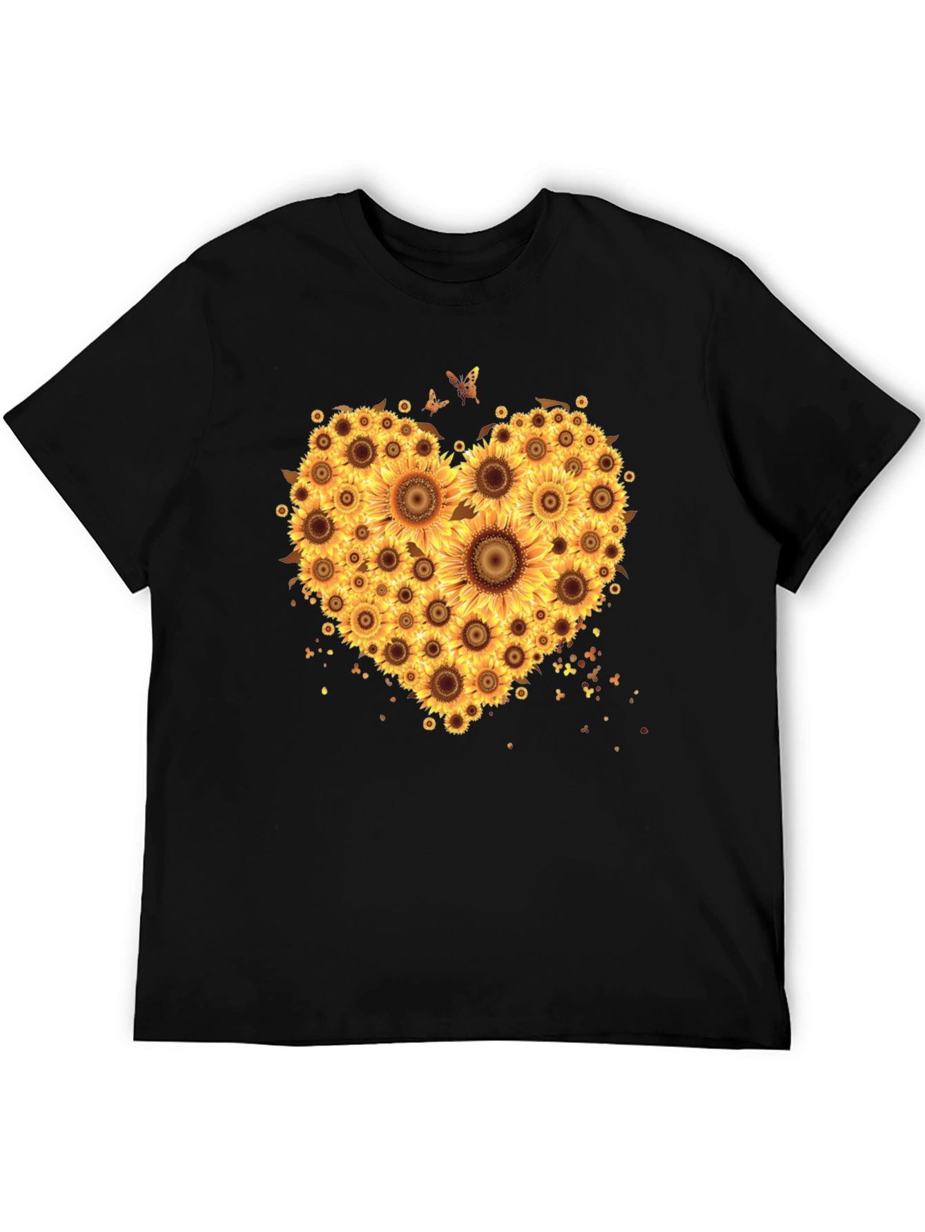 Sunflower Heart Graphic T-Shirt - Black