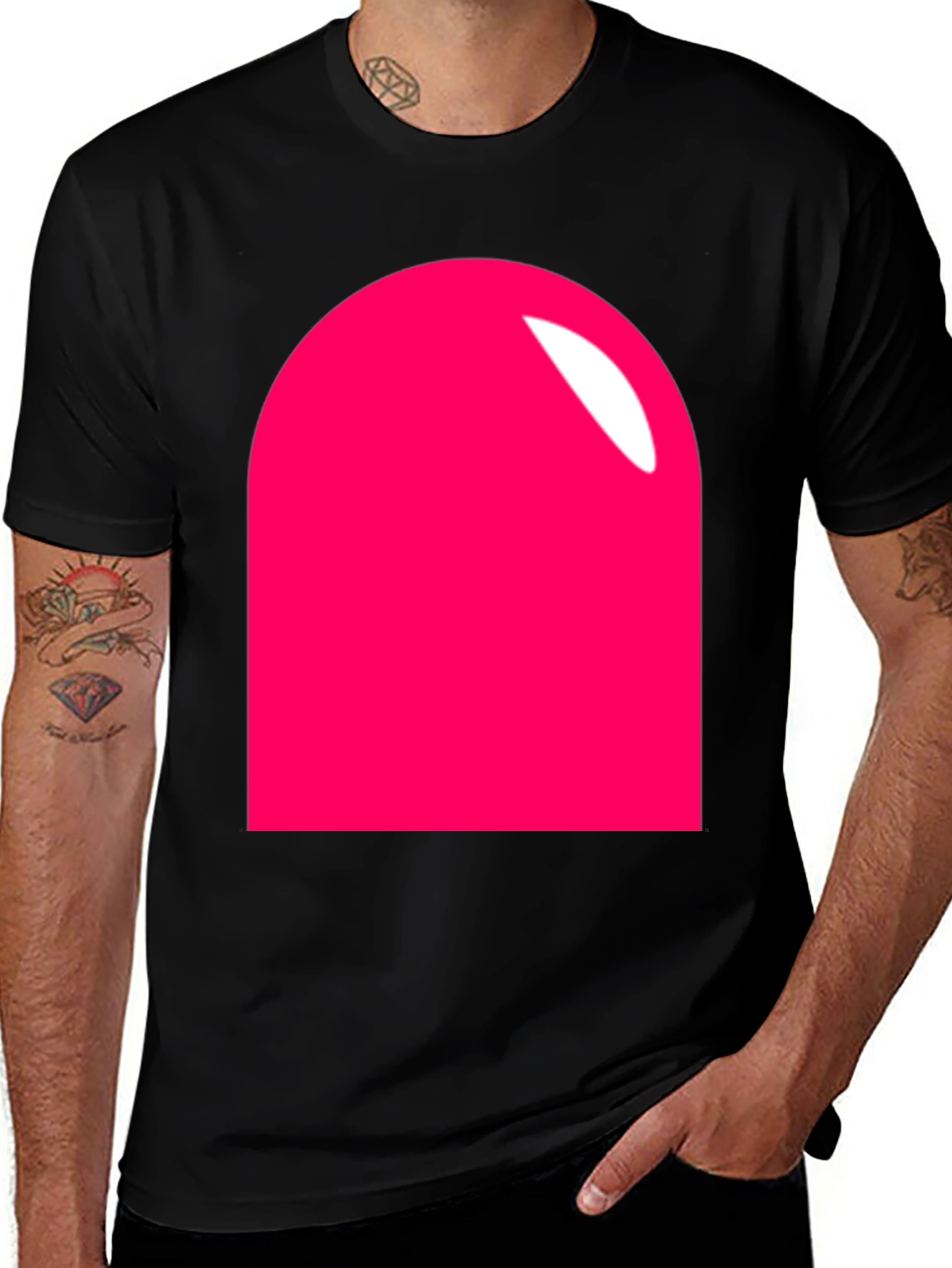 Modern Pink Rounded Rectangle Graphic T-Shirt