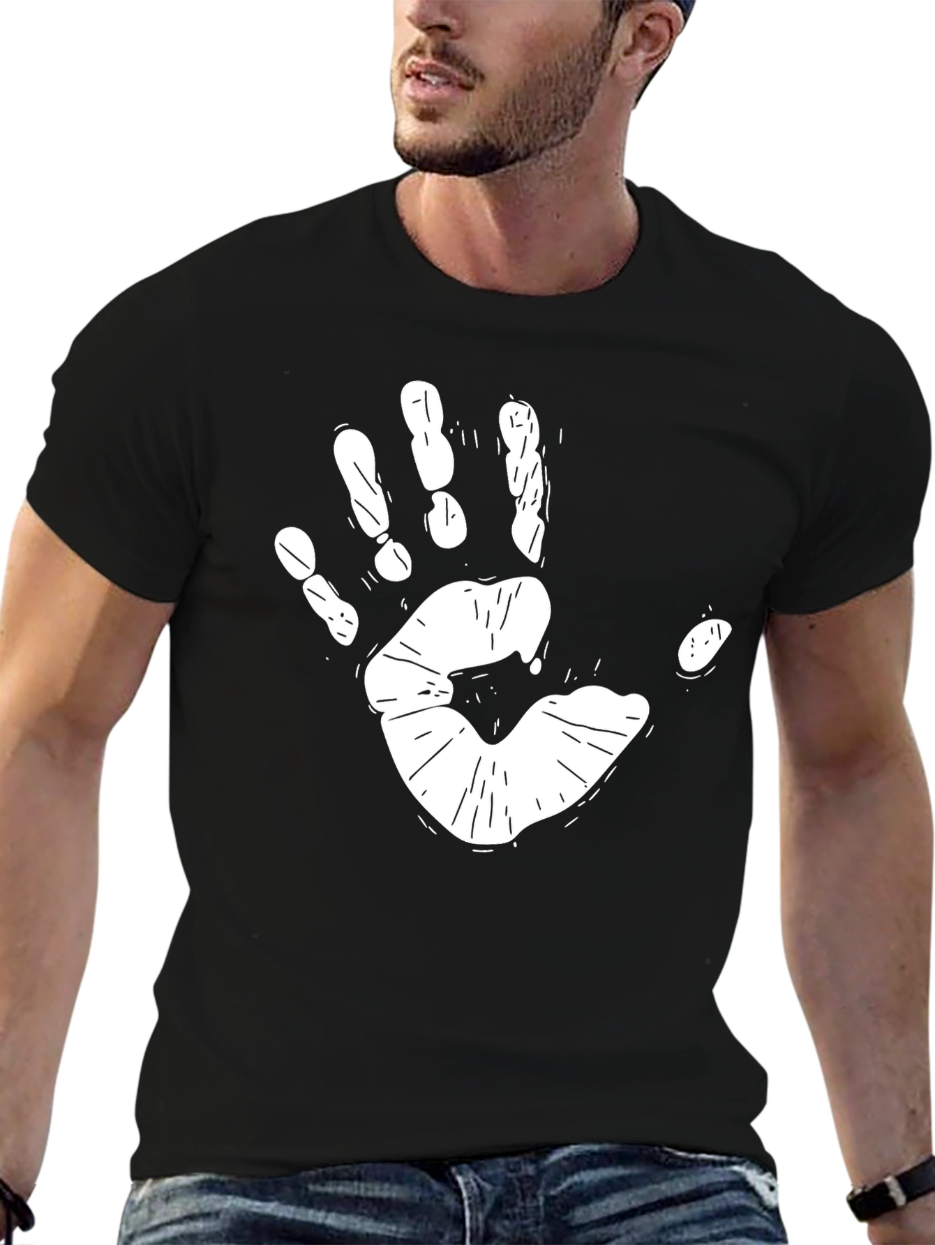 Handprint Graphic Black T-Shirt