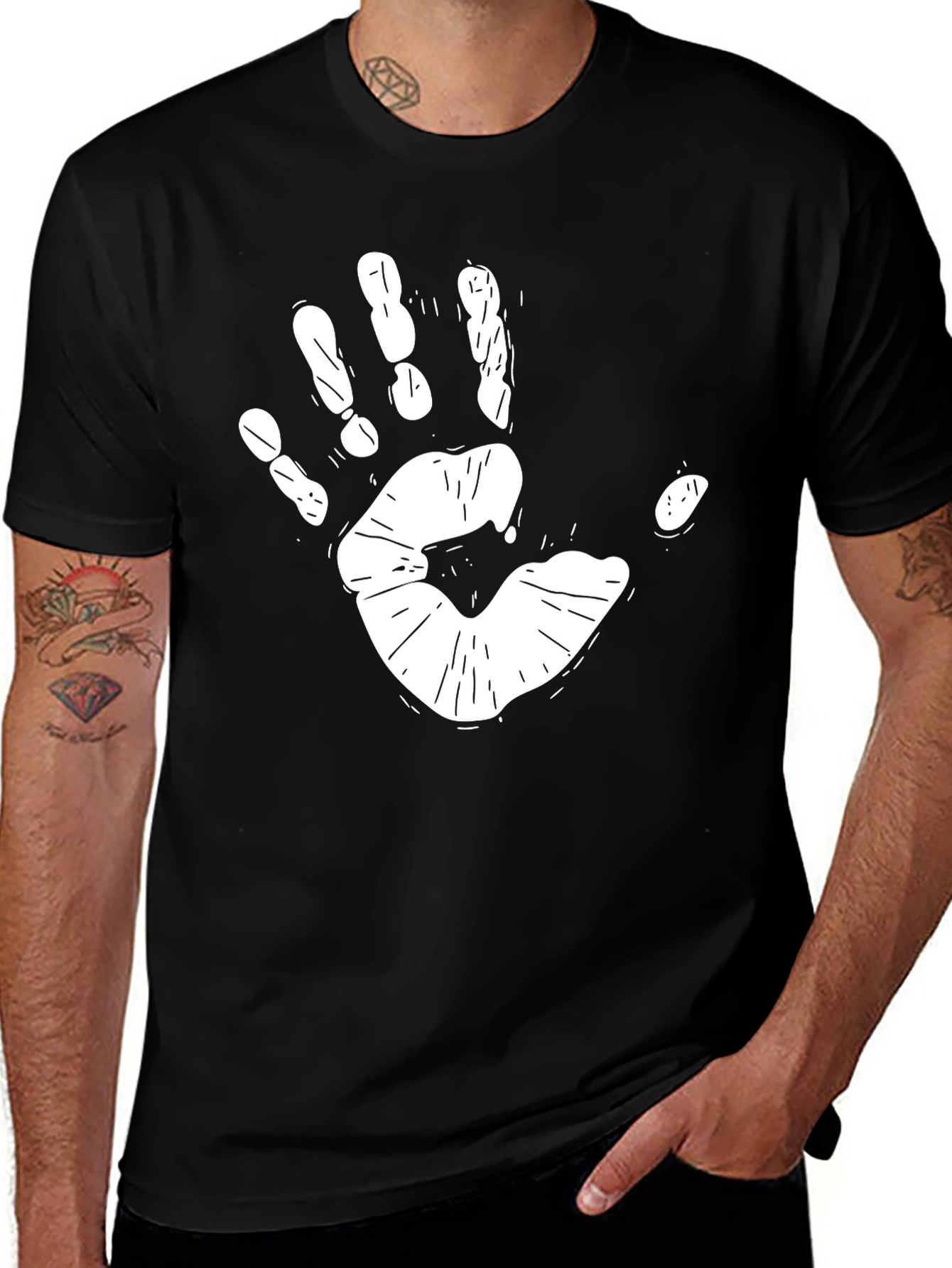Handprint Graphic Black T-Shirt