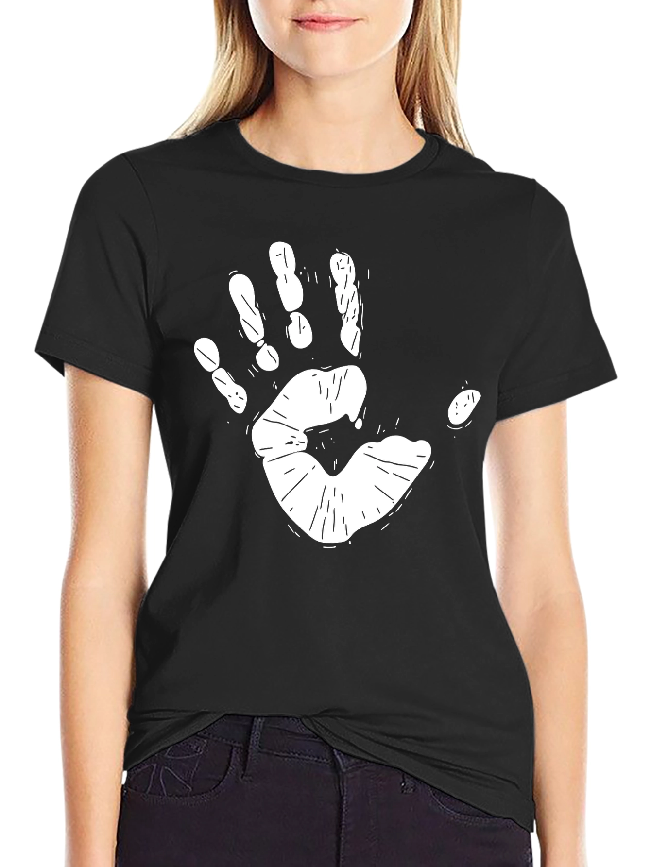 Handprint Graphic Black T-Shirt