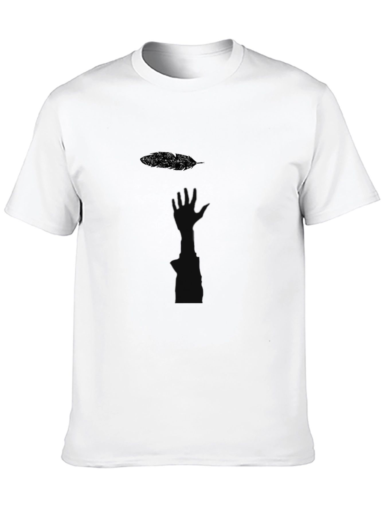 Minimalist Feather Graphic Black T-Shirt