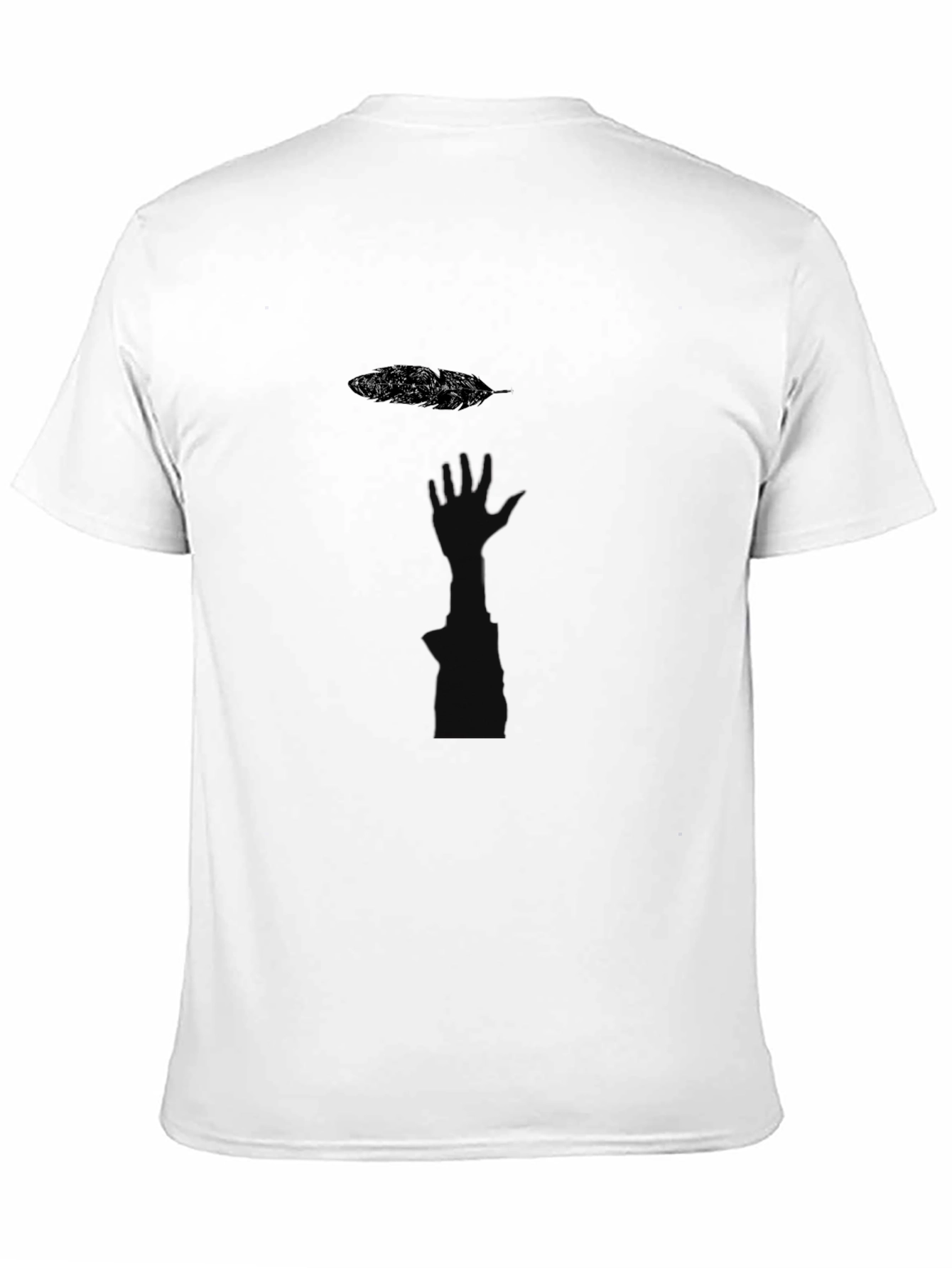 Minimalist Feather Graphic Black T-Shirt