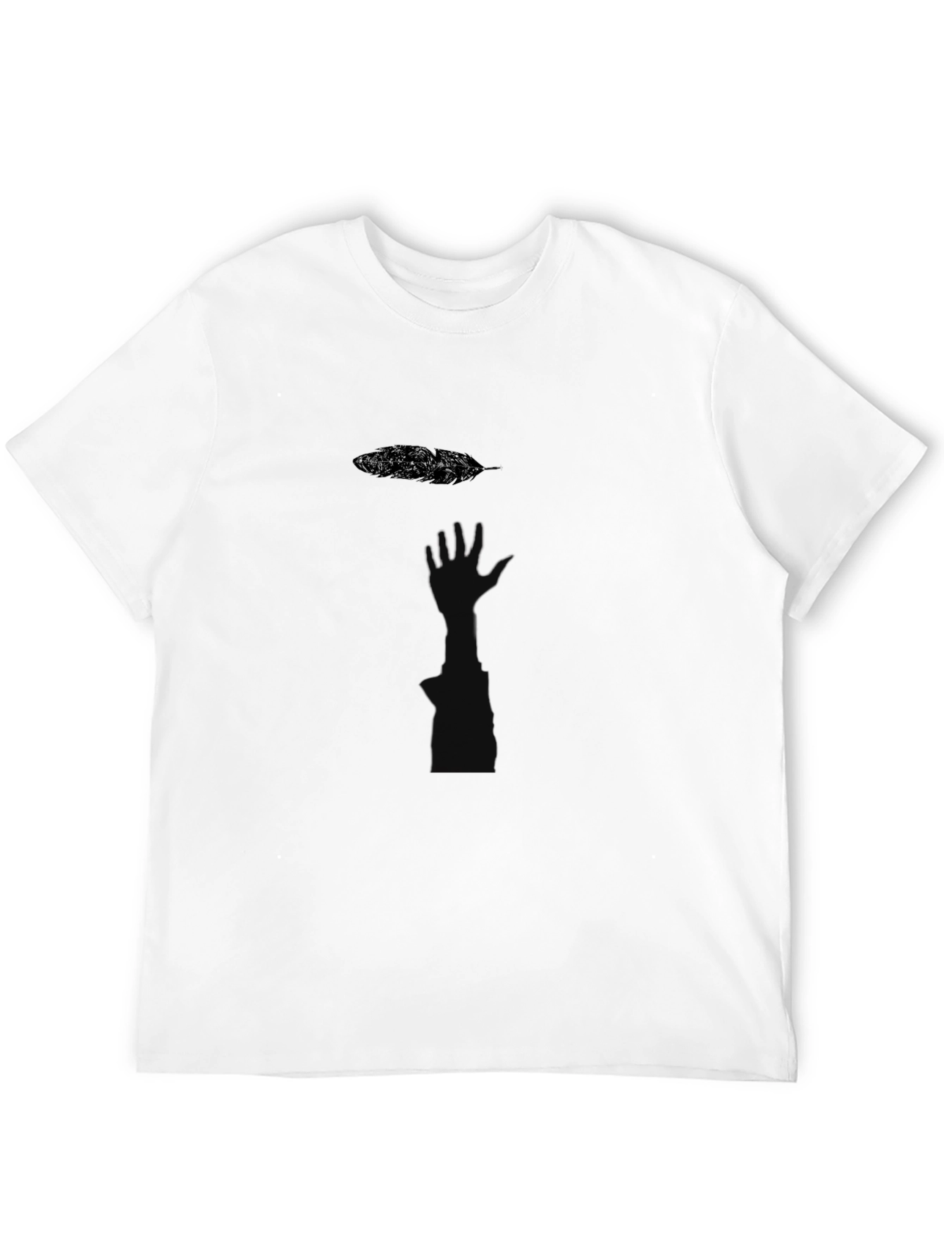 Minimalist Feather Graphic Black T-Shirt