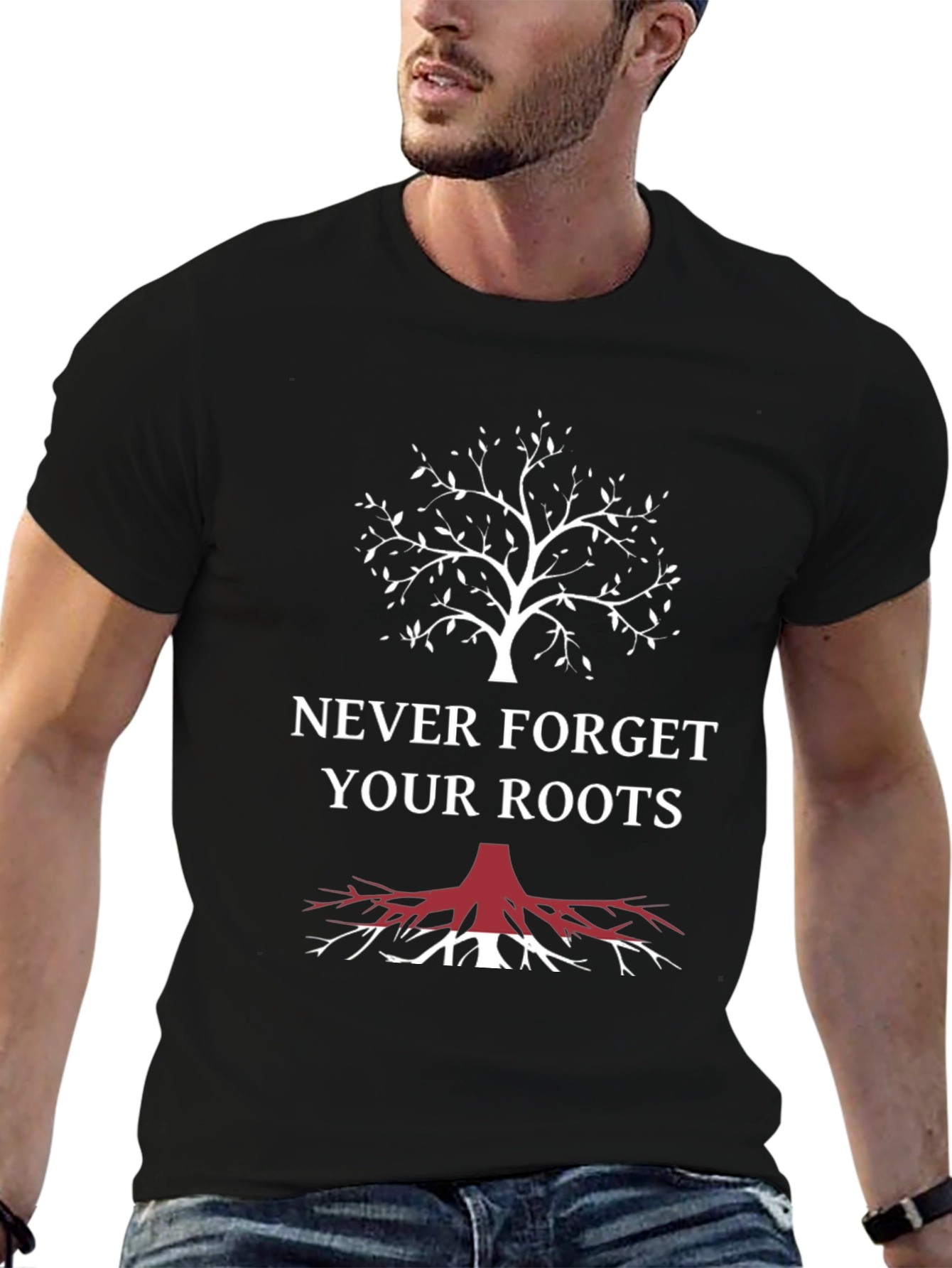 Never Forget Your Roots Graphic Tee - Black