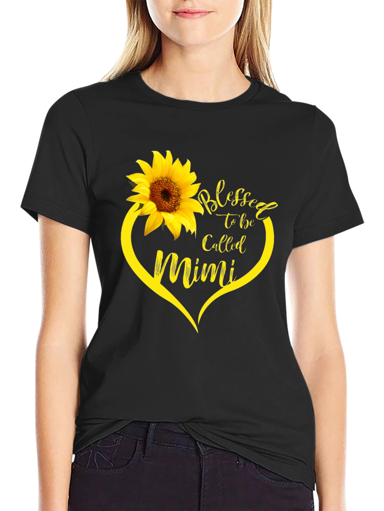 Blessed Mimi Sunflower Heart T-Shirt