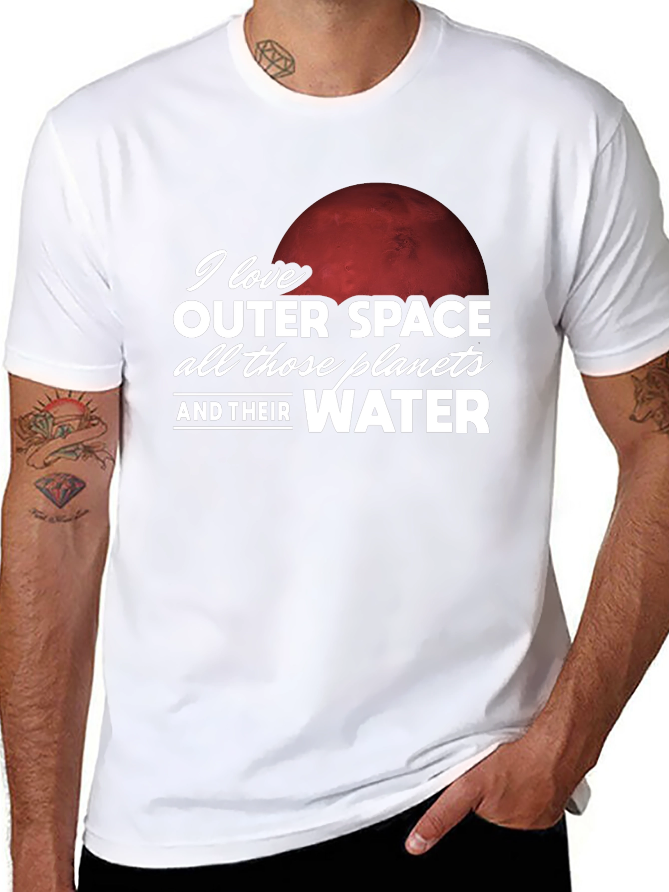 Outer Space Planets & Water Graphic T-Shirt