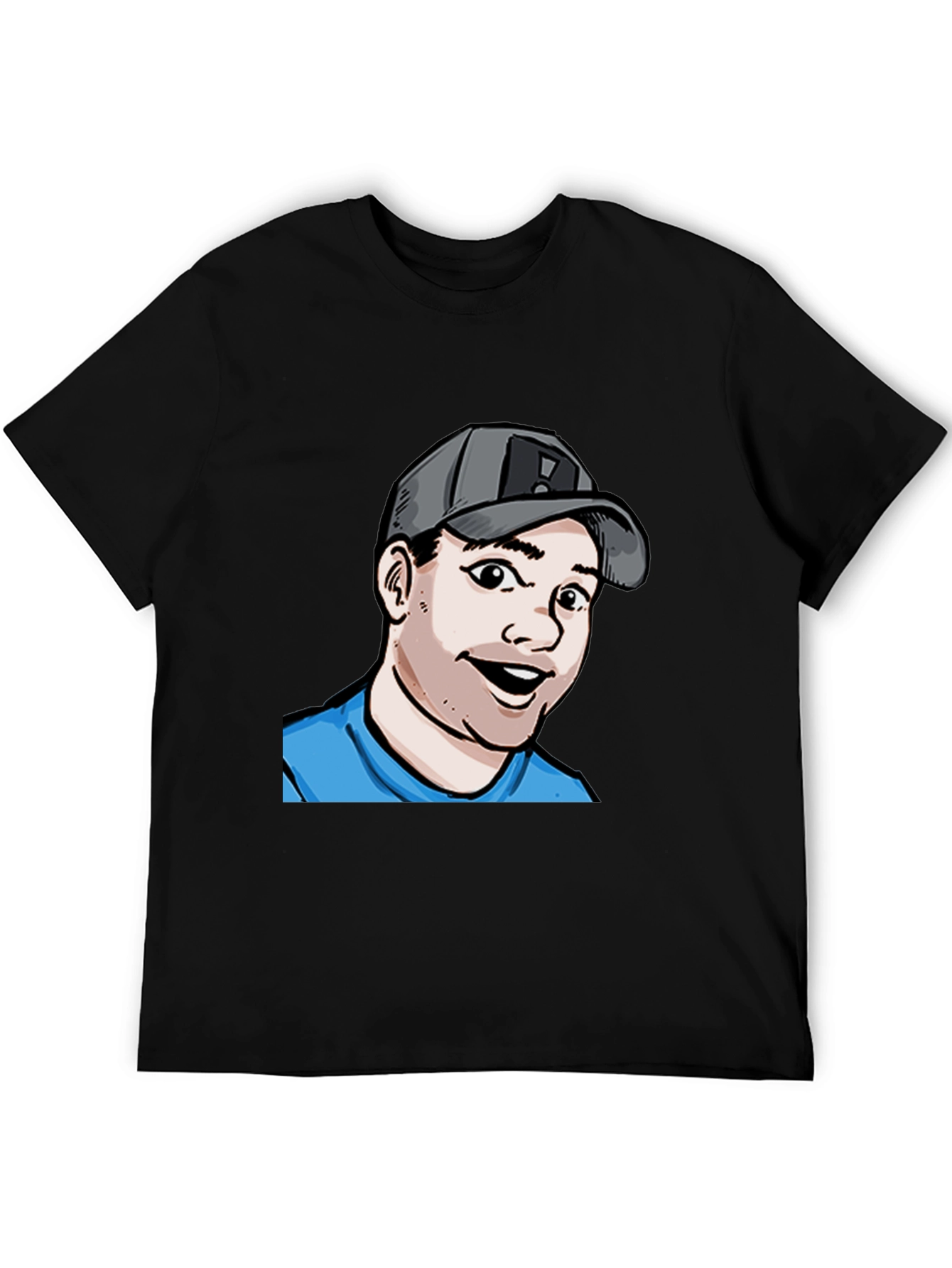 Cartoon Graphic Tee - Black Cotton Blend