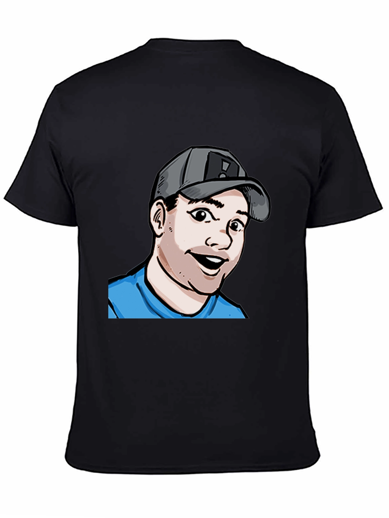 Cartoon Graphic Tee - Black Cotton Blend