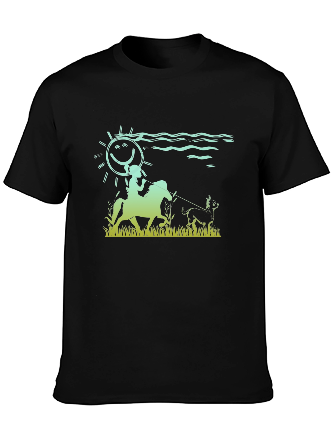 Riding Dog Tee - Smiling Sun Horse Design