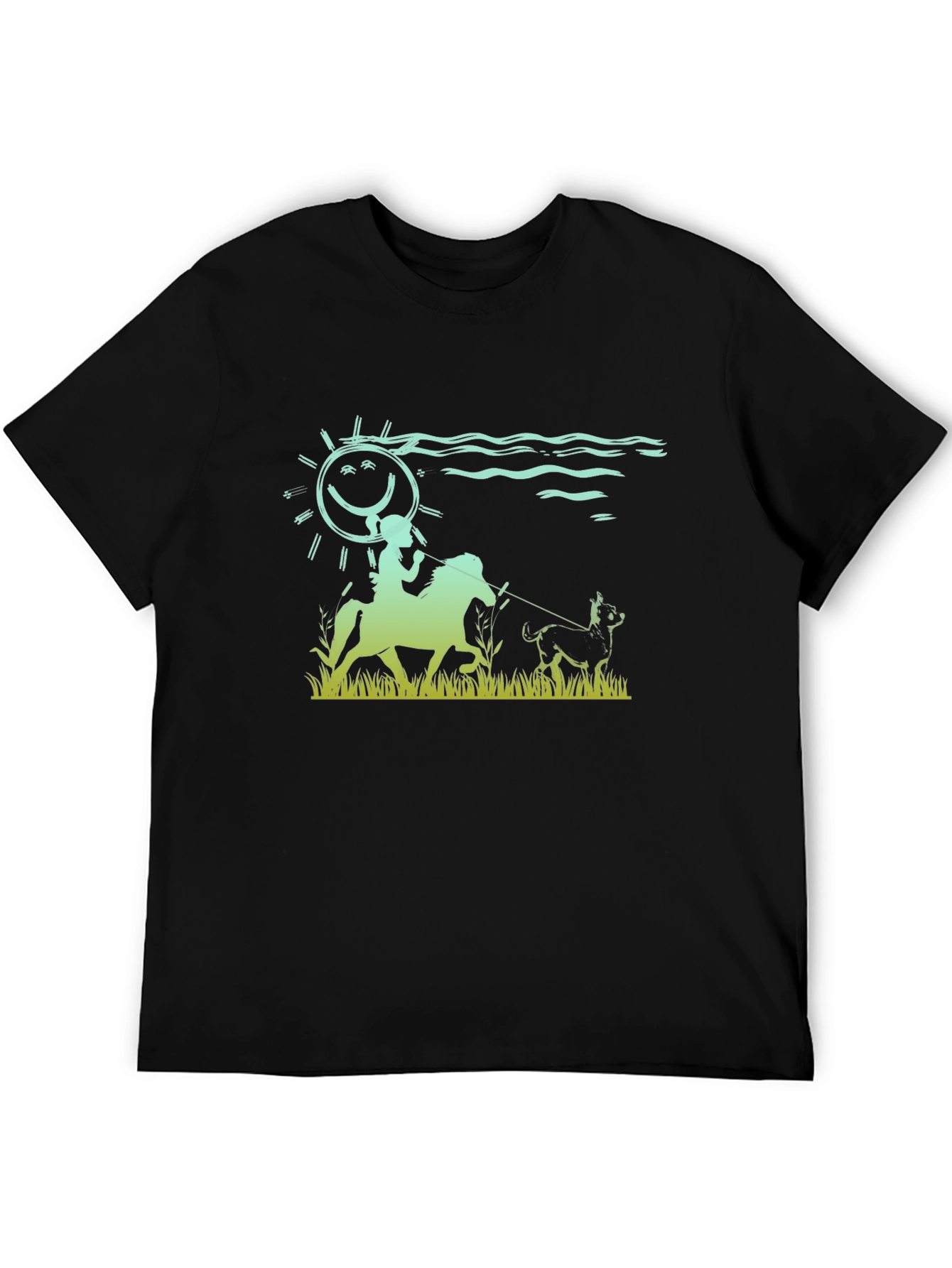 Riding Dog Tee - Smiling Sun Horse Design