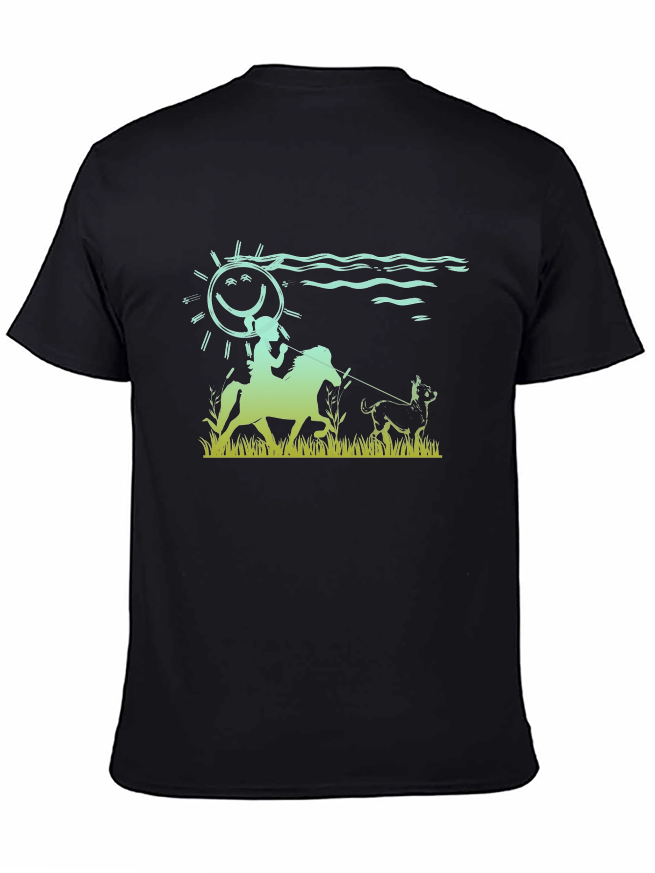 Riding Dog Tee - Smiling Sun Horse Design