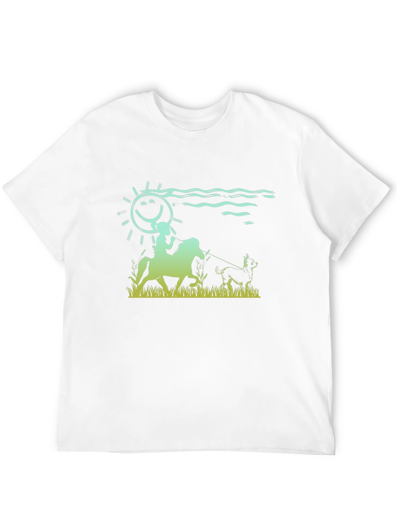 Riding Dog Tee - Smiling Sun Horse Design
