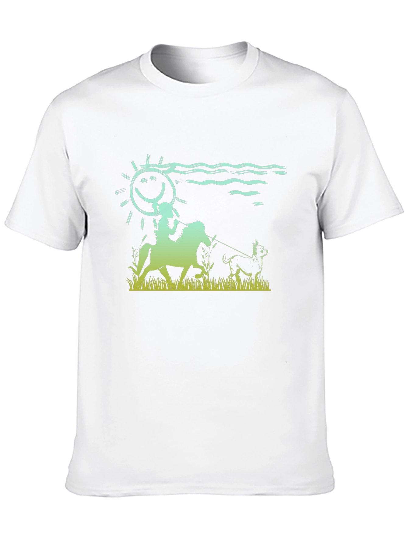 Riding Dog Tee - Smiling Sun Horse Design