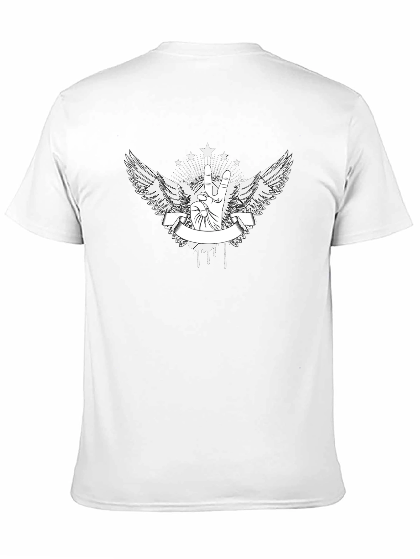 Edgy Peace Sign Wings Graphic Tee - Black