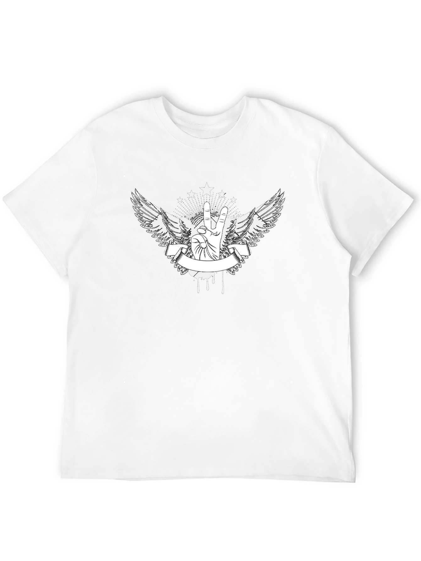 Edgy Peace Sign Wings Graphic Tee - Black