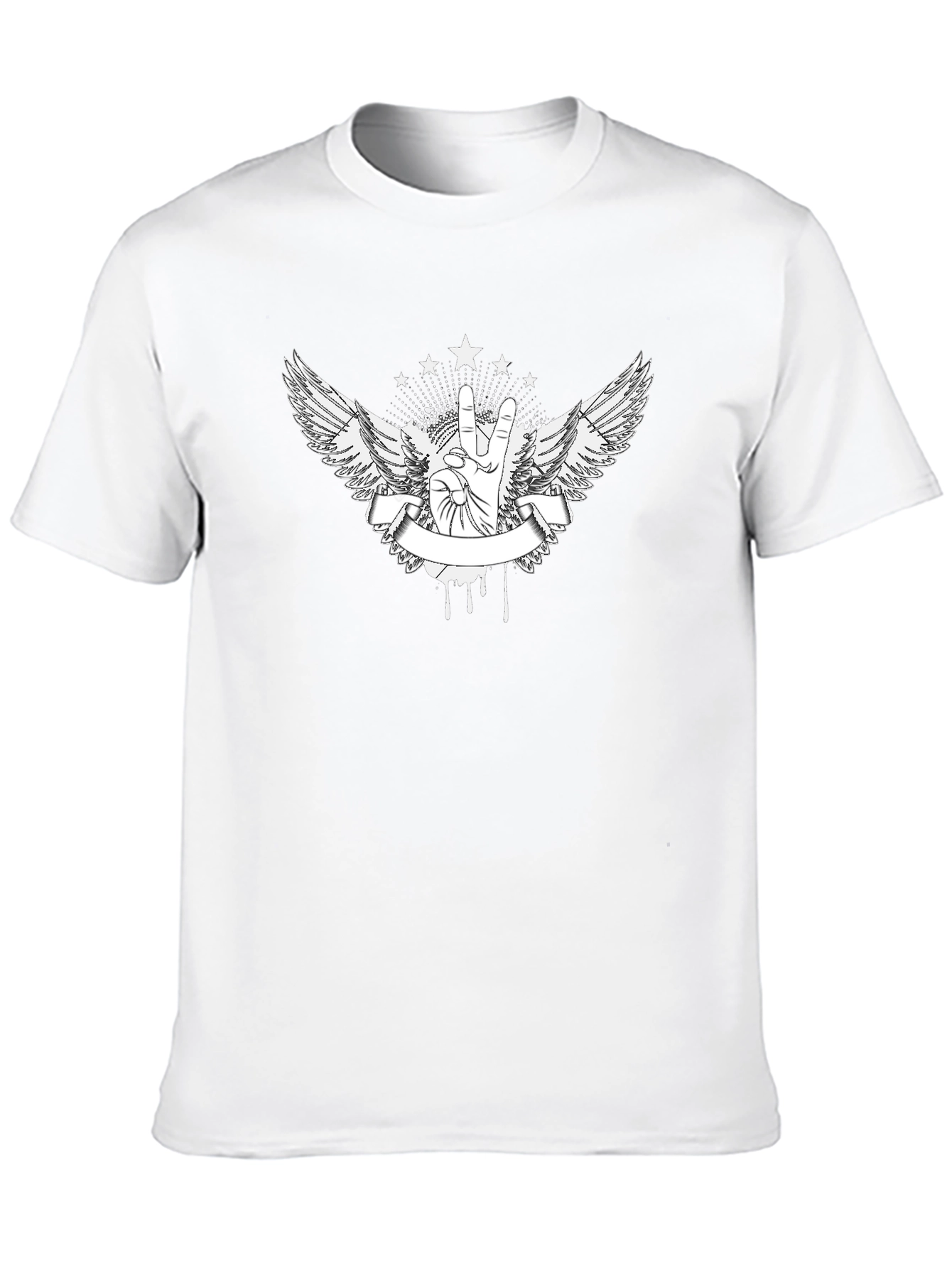 Edgy Peace Sign Wings Graphic Tee - Black