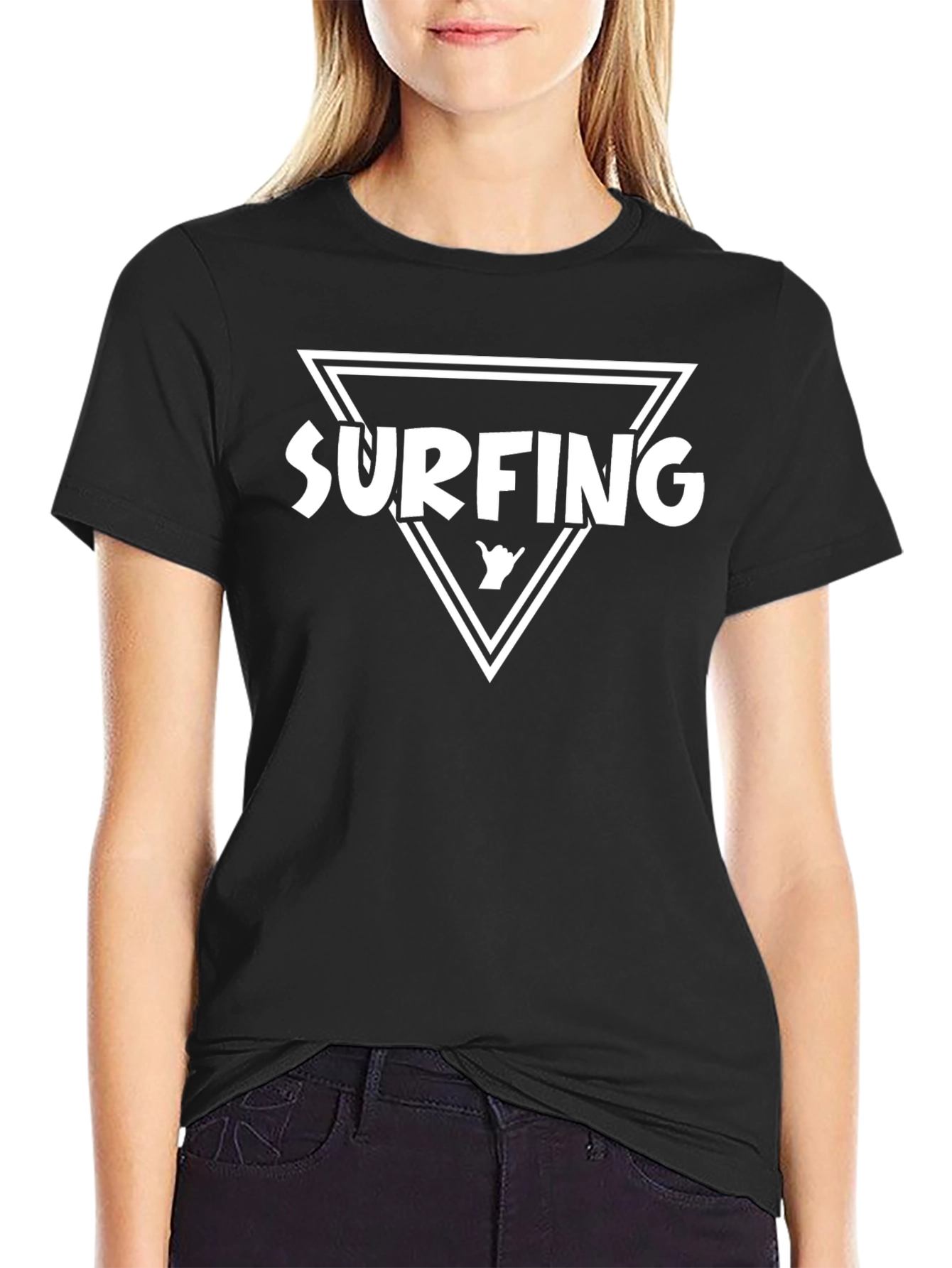 Surfing Graphic T-Shirt - Black Cotton Tee