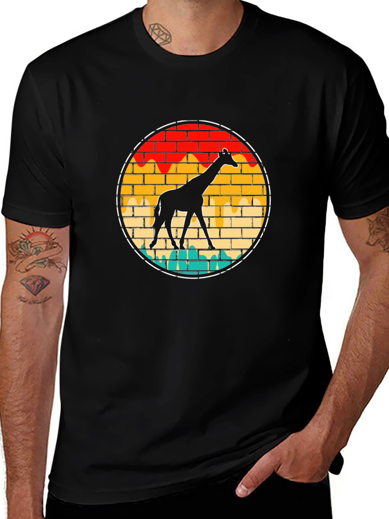 Giraffe Brick Wall Graphic Tee