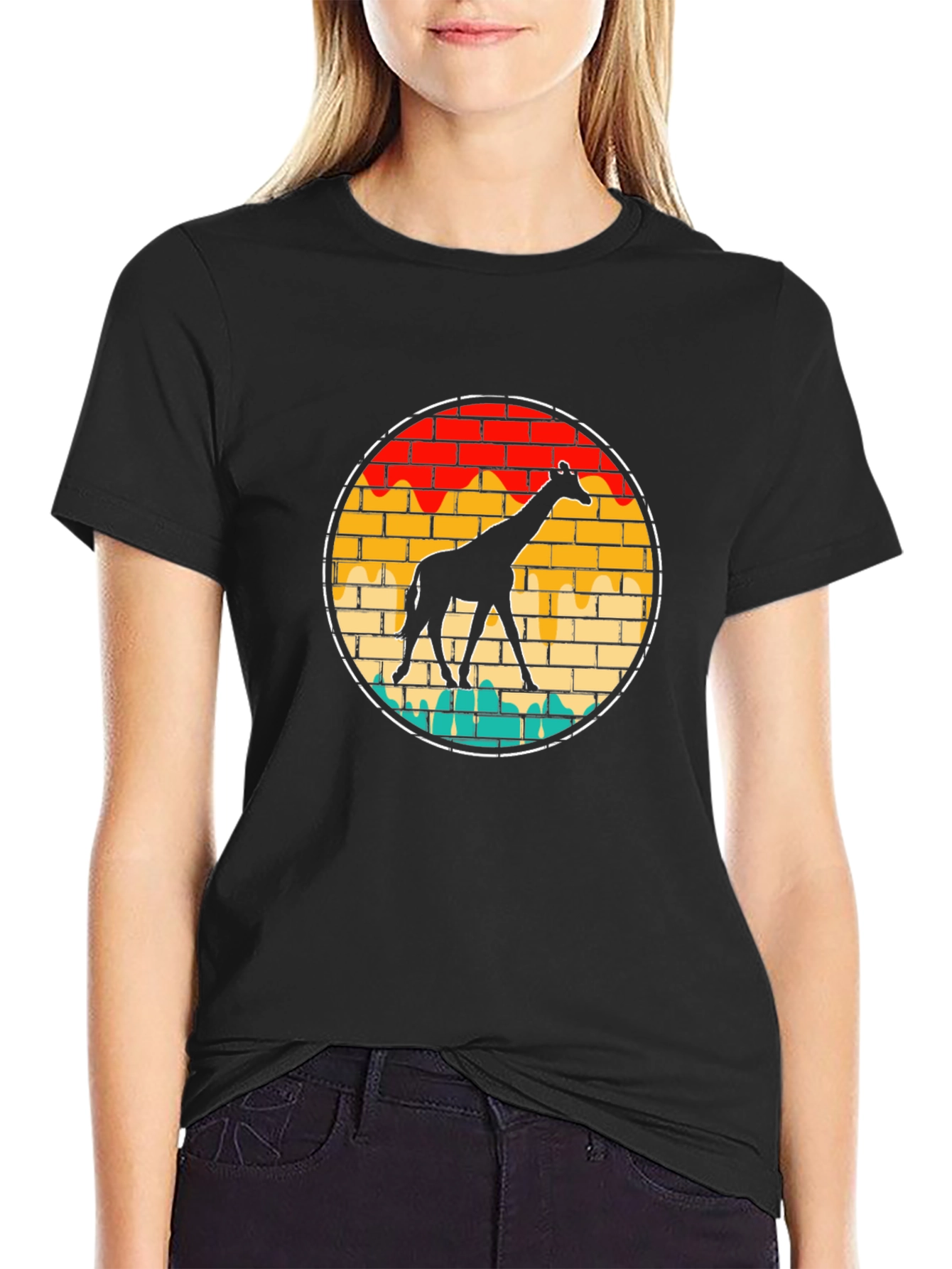 Giraffe Brick Wall Graphic Tee