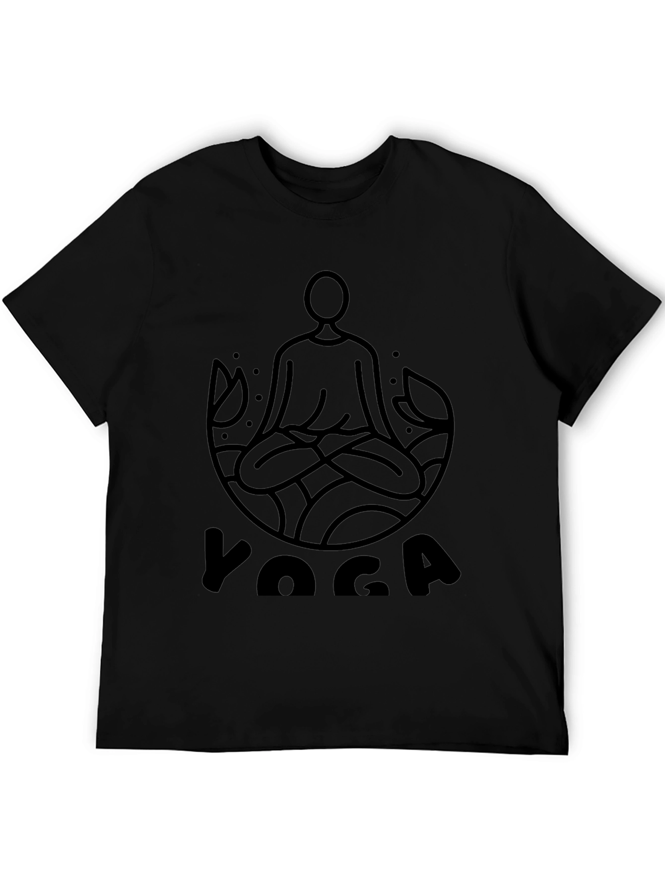 Mens Black Yoga Graphic T-Shirt