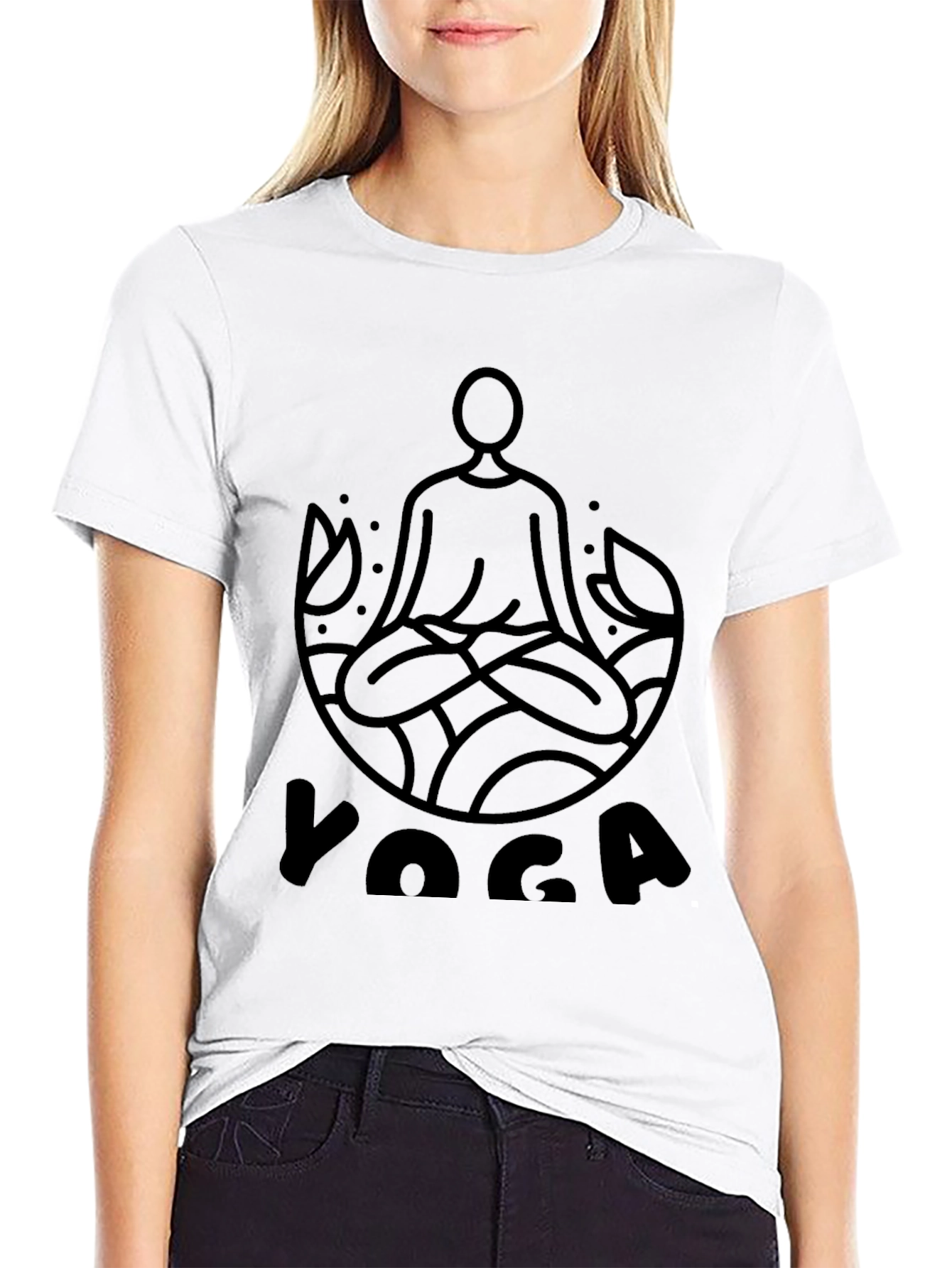 Mens Black Yoga Graphic T-Shirt