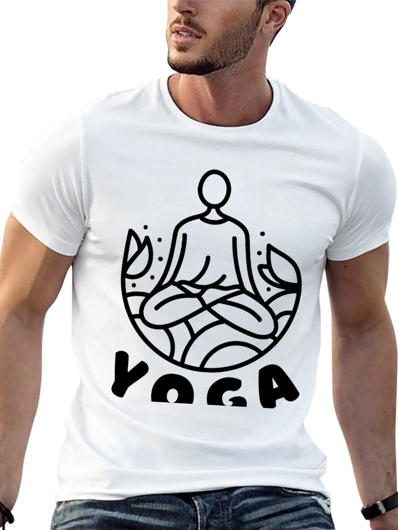 Mens Black Yoga Graphic T-Shirt