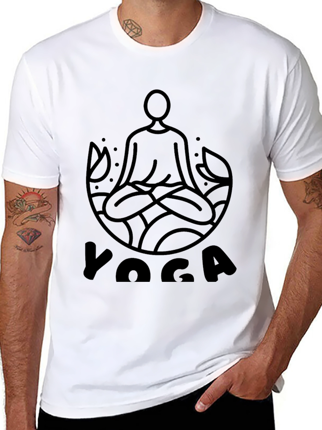 Mens Black Yoga Graphic T-Shirt