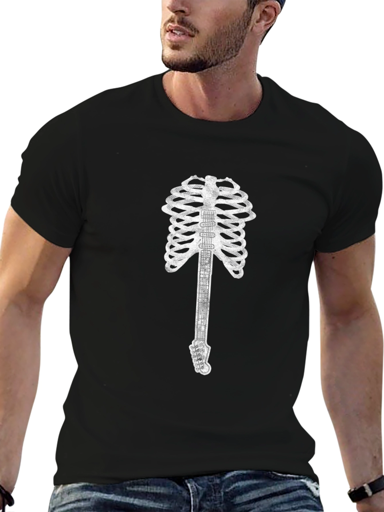 Skeleton Guitar Rib Cage Graphic Tee