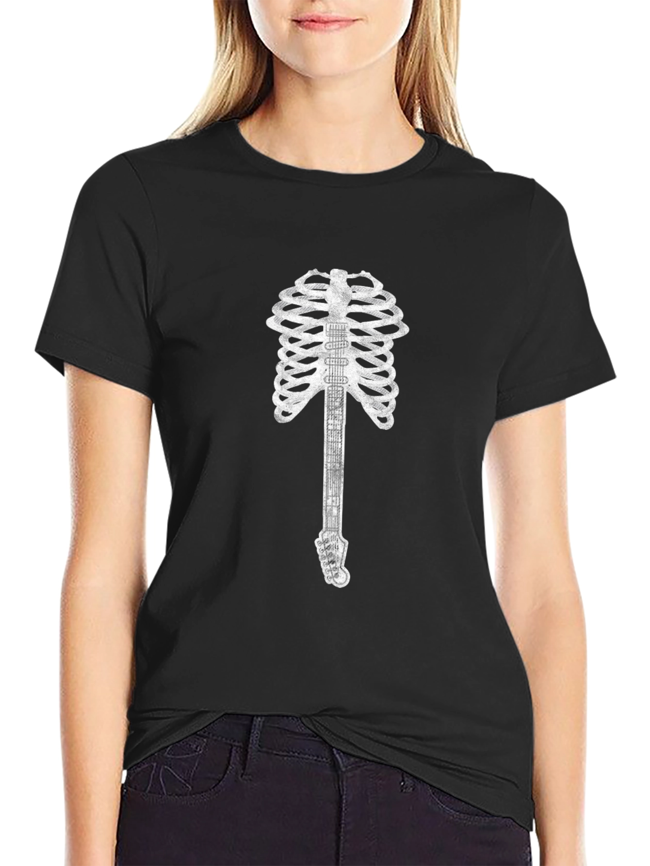 Skeleton Guitar Rib Cage Graphic Tee