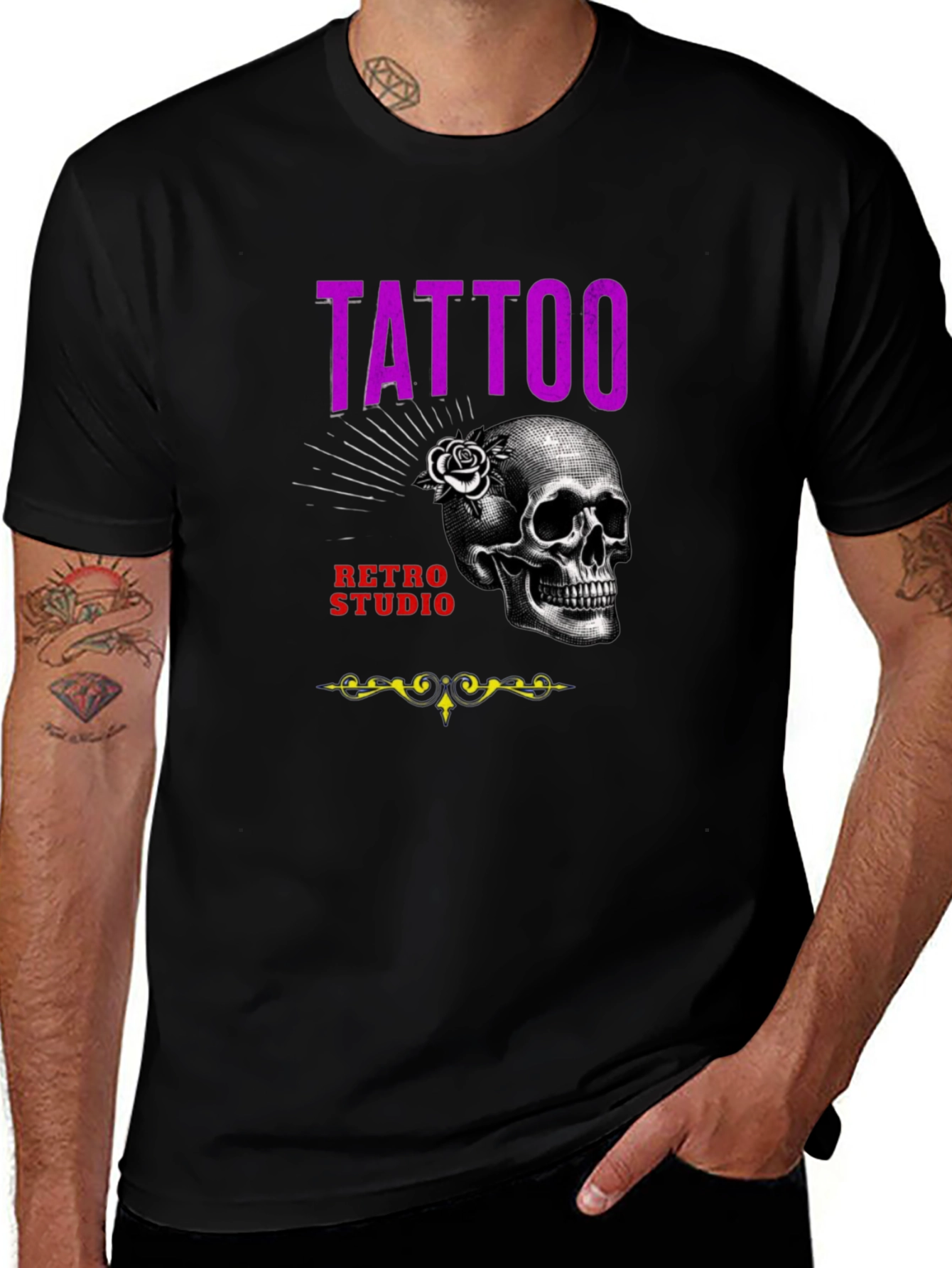 Skull Tattoo Studio Retro Graphic T-Shirt