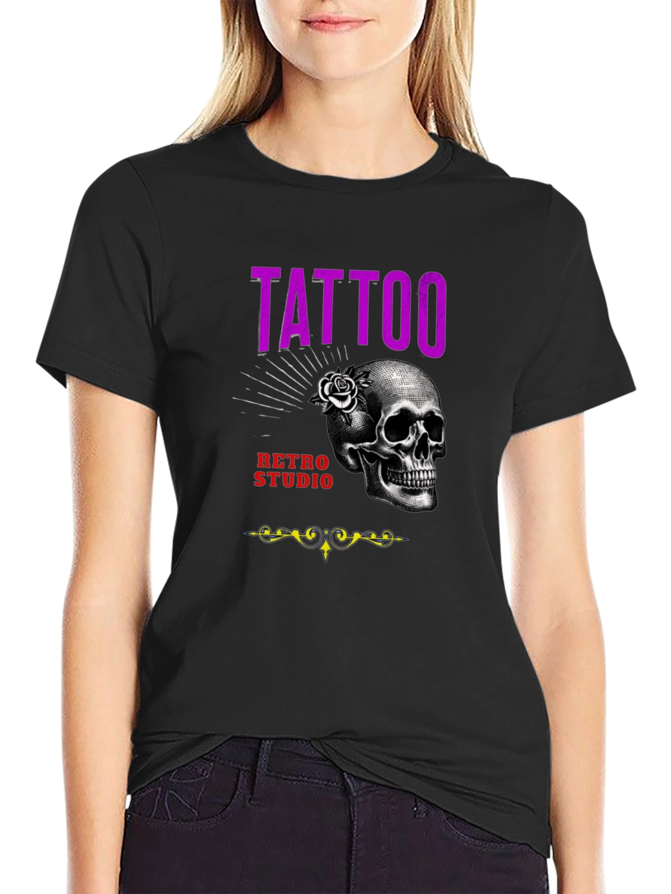 Skull Tattoo Studio Retro Graphic T-Shirt
