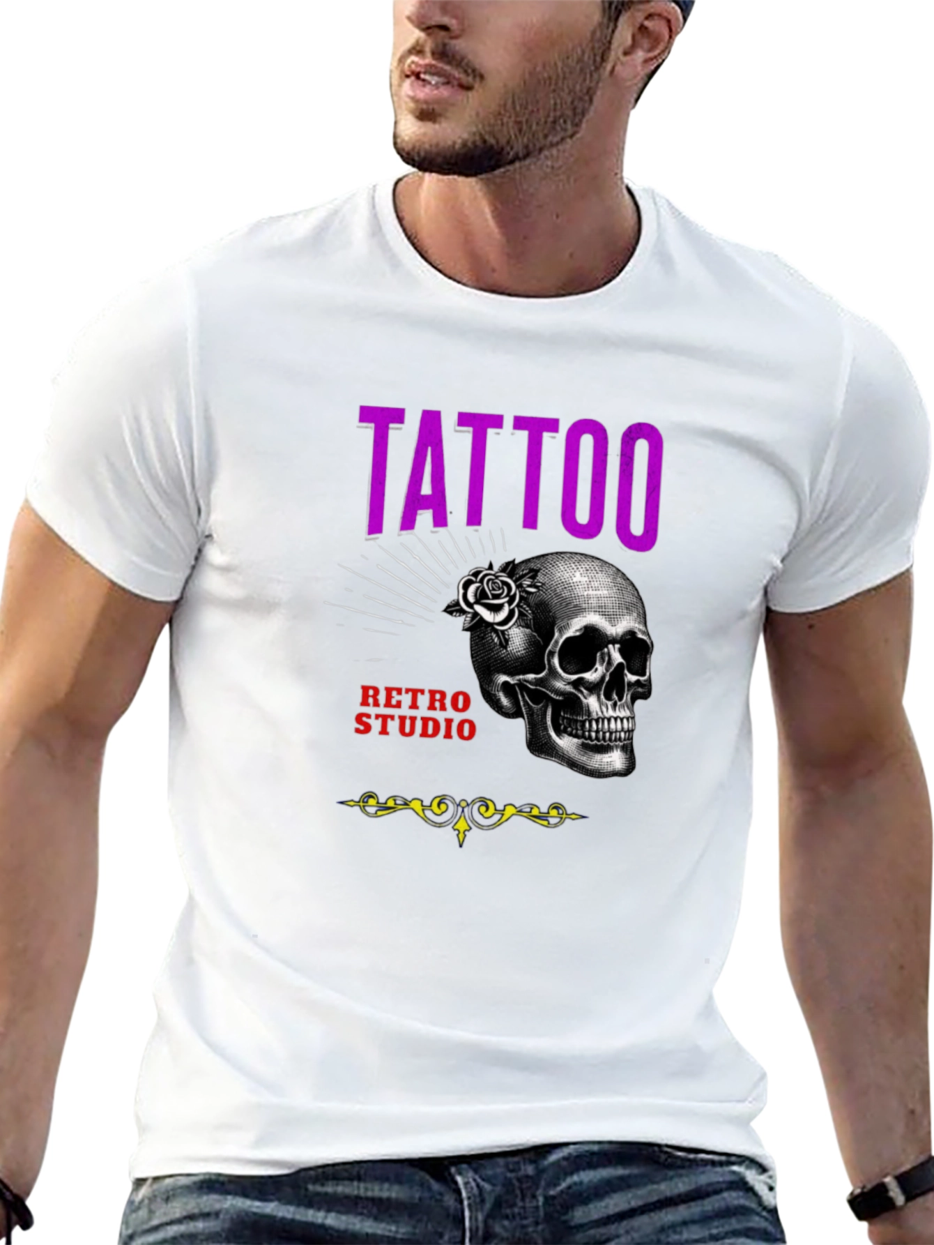 Skull Tattoo Studio Retro Graphic T-Shirt