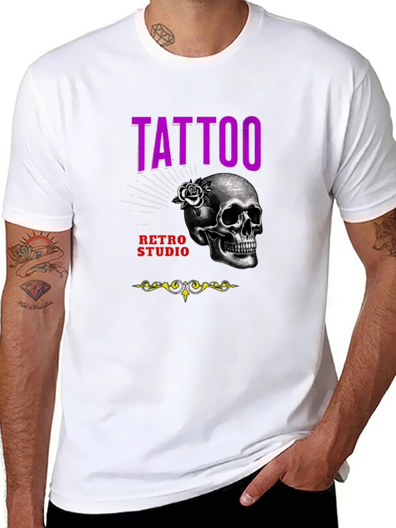 Skull Tattoo Studio Retro Graphic T-Shirt
