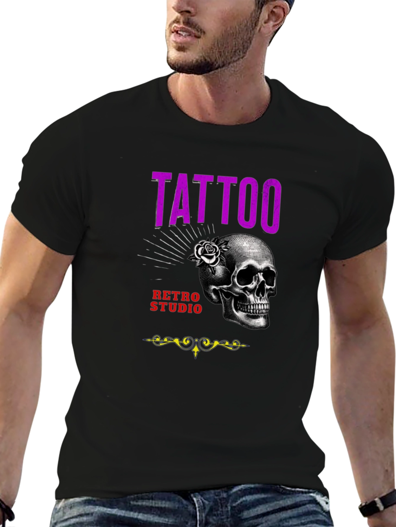Skull Tattoo Studio Retro Graphic T-Shirt