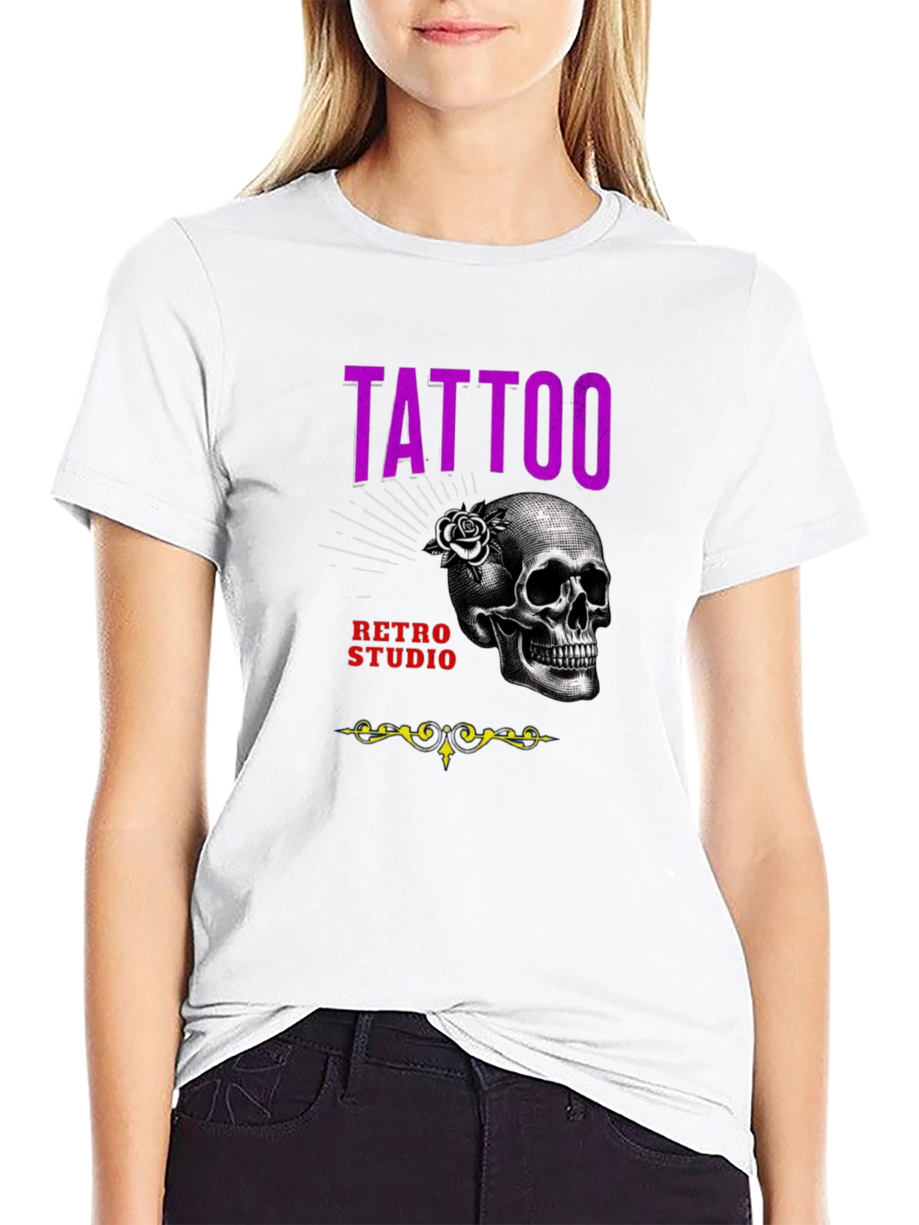 Skull Tattoo Studio Retro Graphic T-Shirt