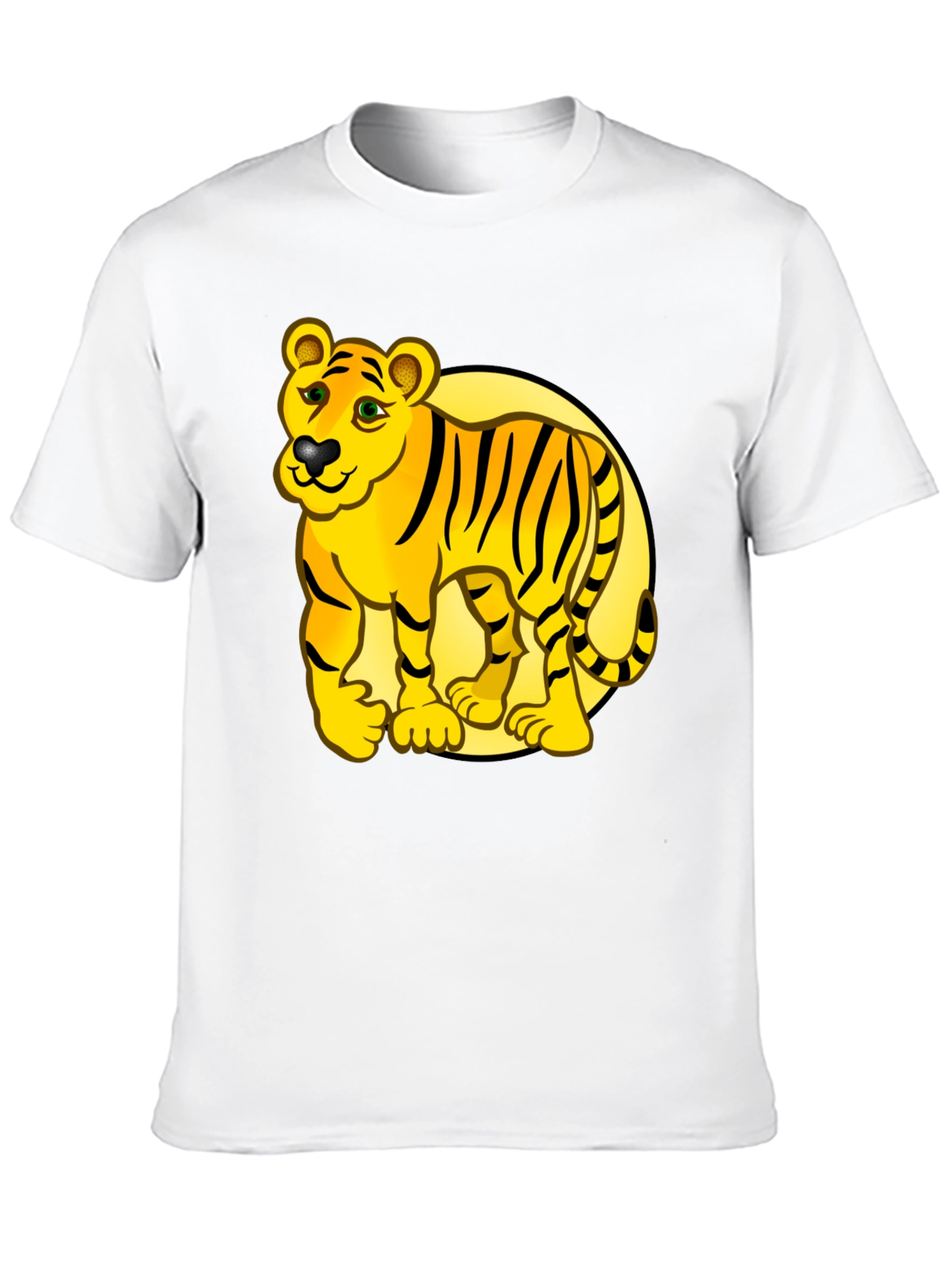 Cartoon Tiger Graphic Tee - Black T-Shirt