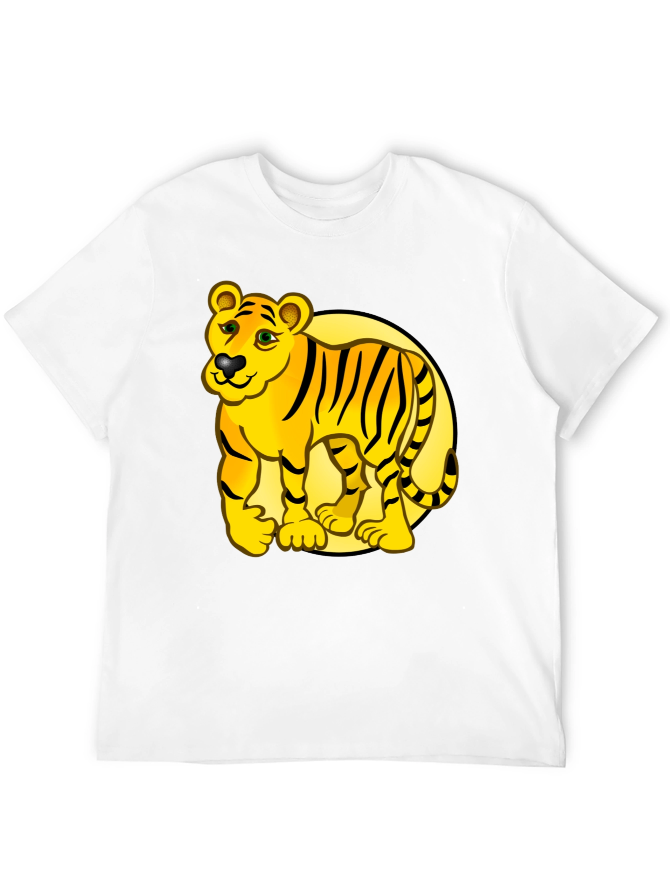 Cartoon Tiger Graphic Tee - Black T-Shirt