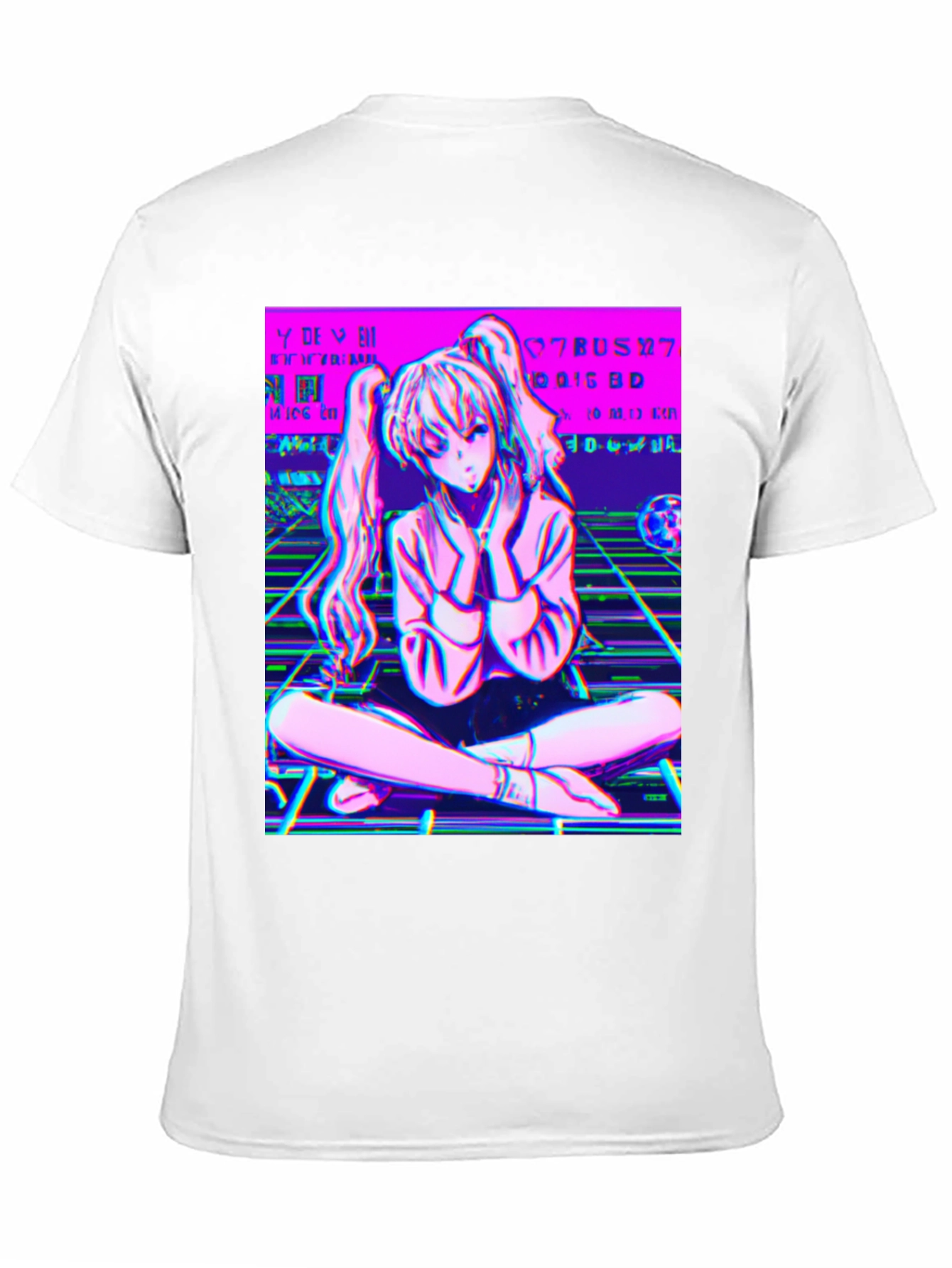 Anime Girl Glitch Art T-Shirt - Vaporwave Aesthetic