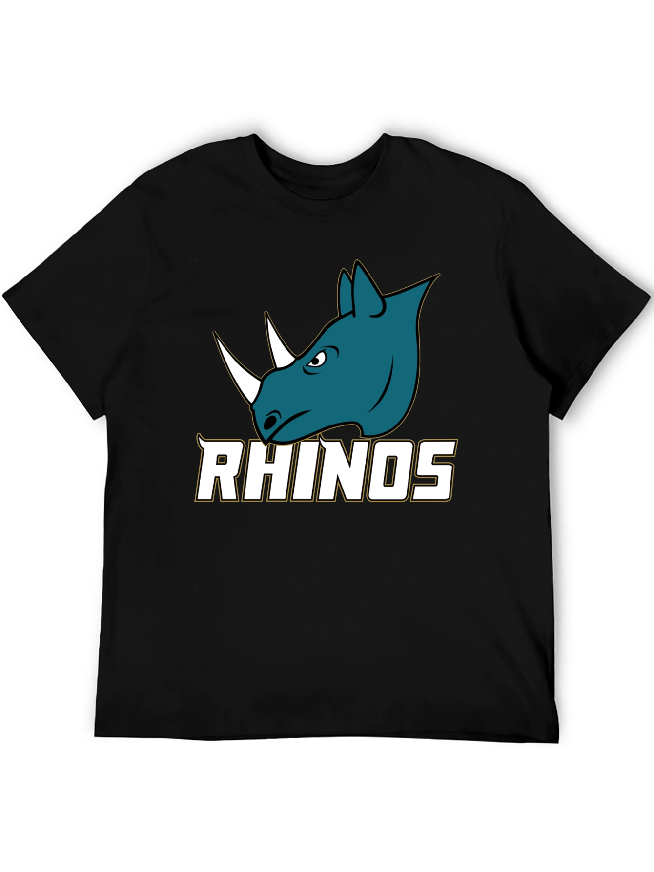 Rhinos Graphic Print Black T-Shirt