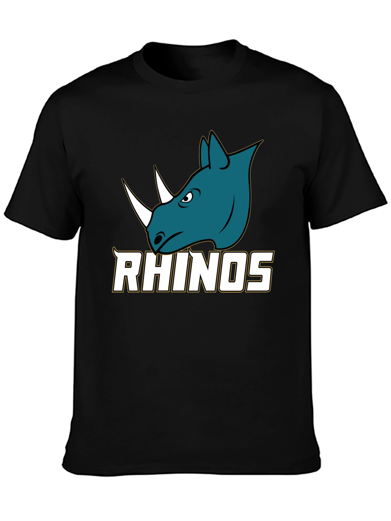 Rhinos Graphic Print Black T-Shirt