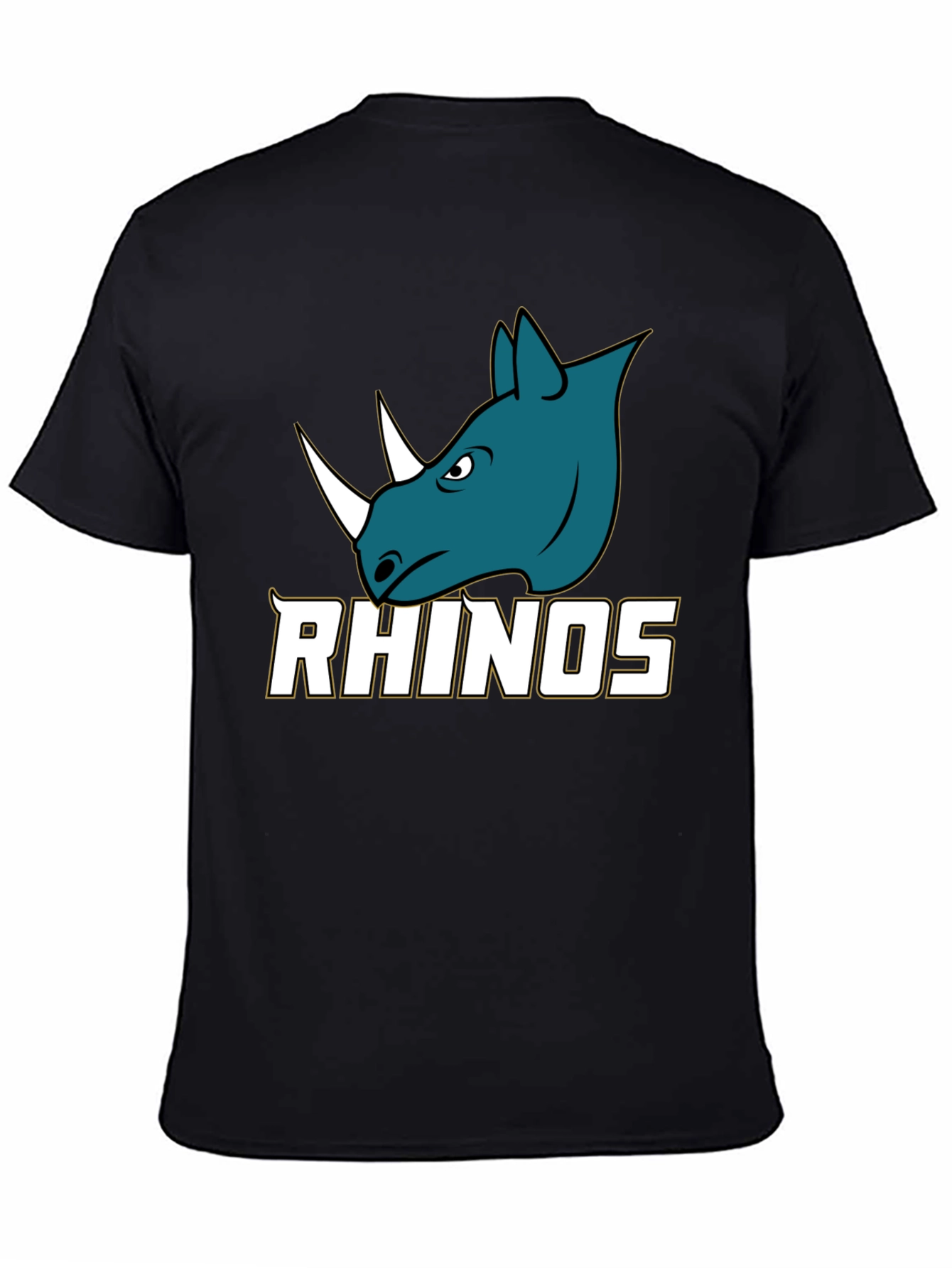 Rhinos Graphic Print Black T-Shirt