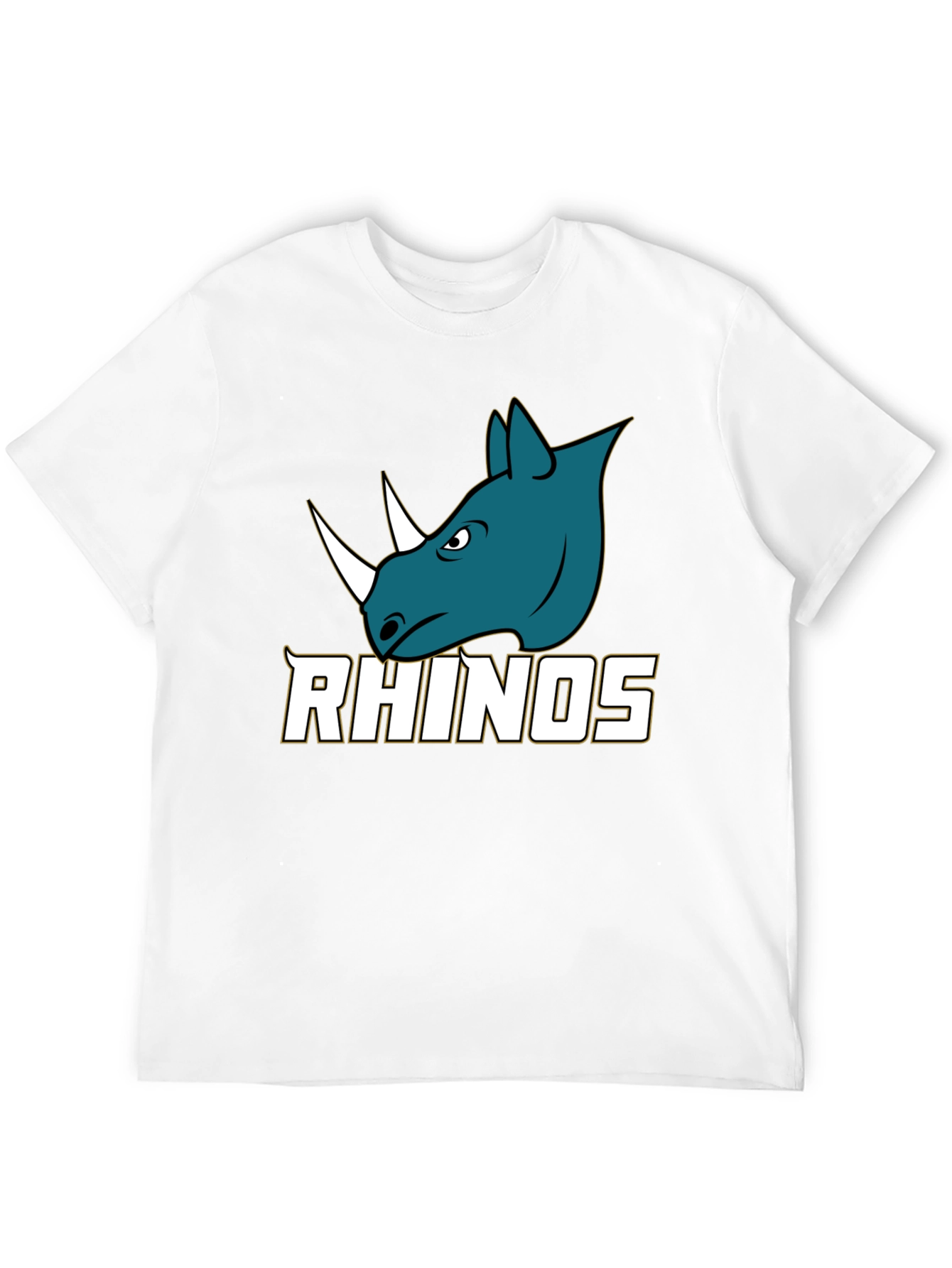 Rhinos Graphic Print Black T-Shirt