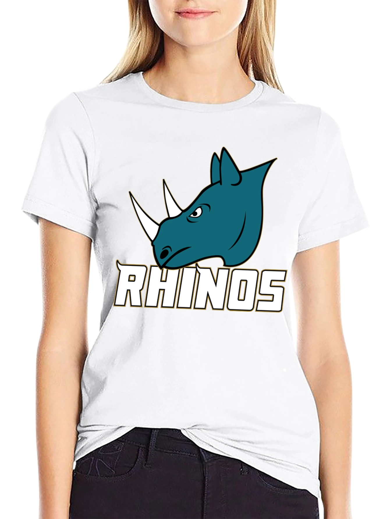 Rhinos Graphic Print Black T-Shirt